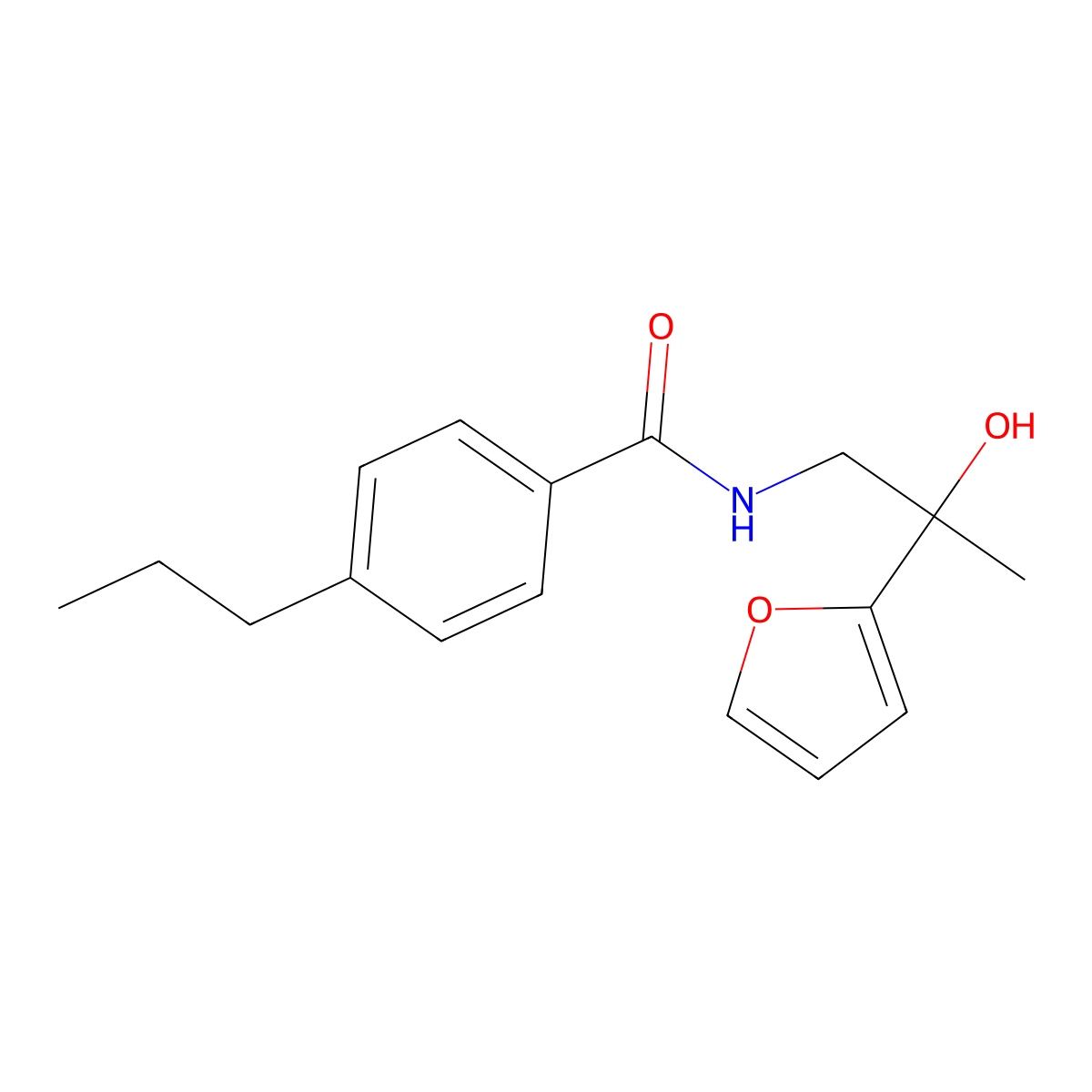 N-[2-(furan-2-yl)-2-hydroxypropyl]-4-propylbenzamide molecular structure, CAS 1396874-31-9