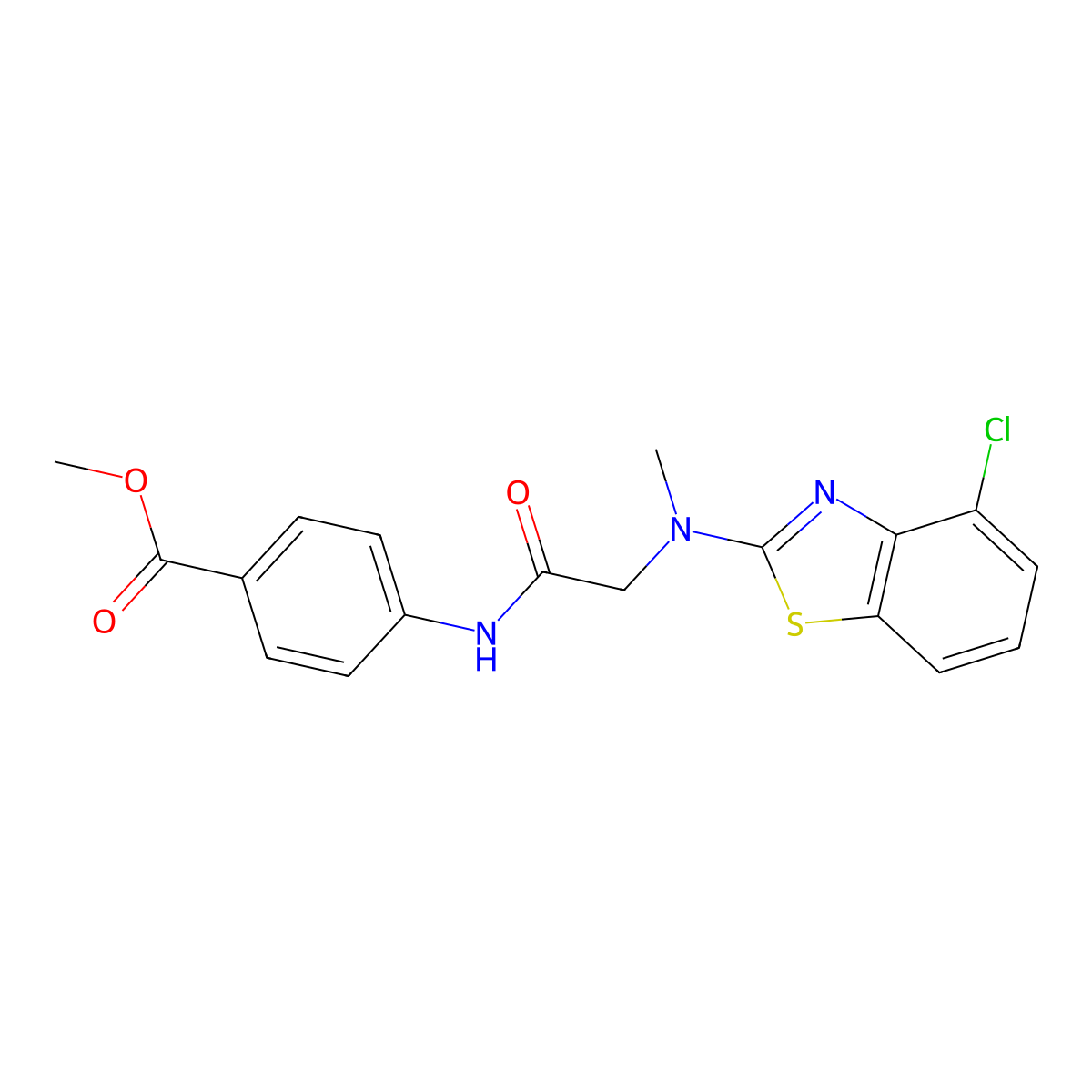 Methyl 4-(2-((4-chlorobenzo[d]thiazol-2-yl)(methyl)amino)acetamido)benzoate molecular structure, CAS 1396874-34-2