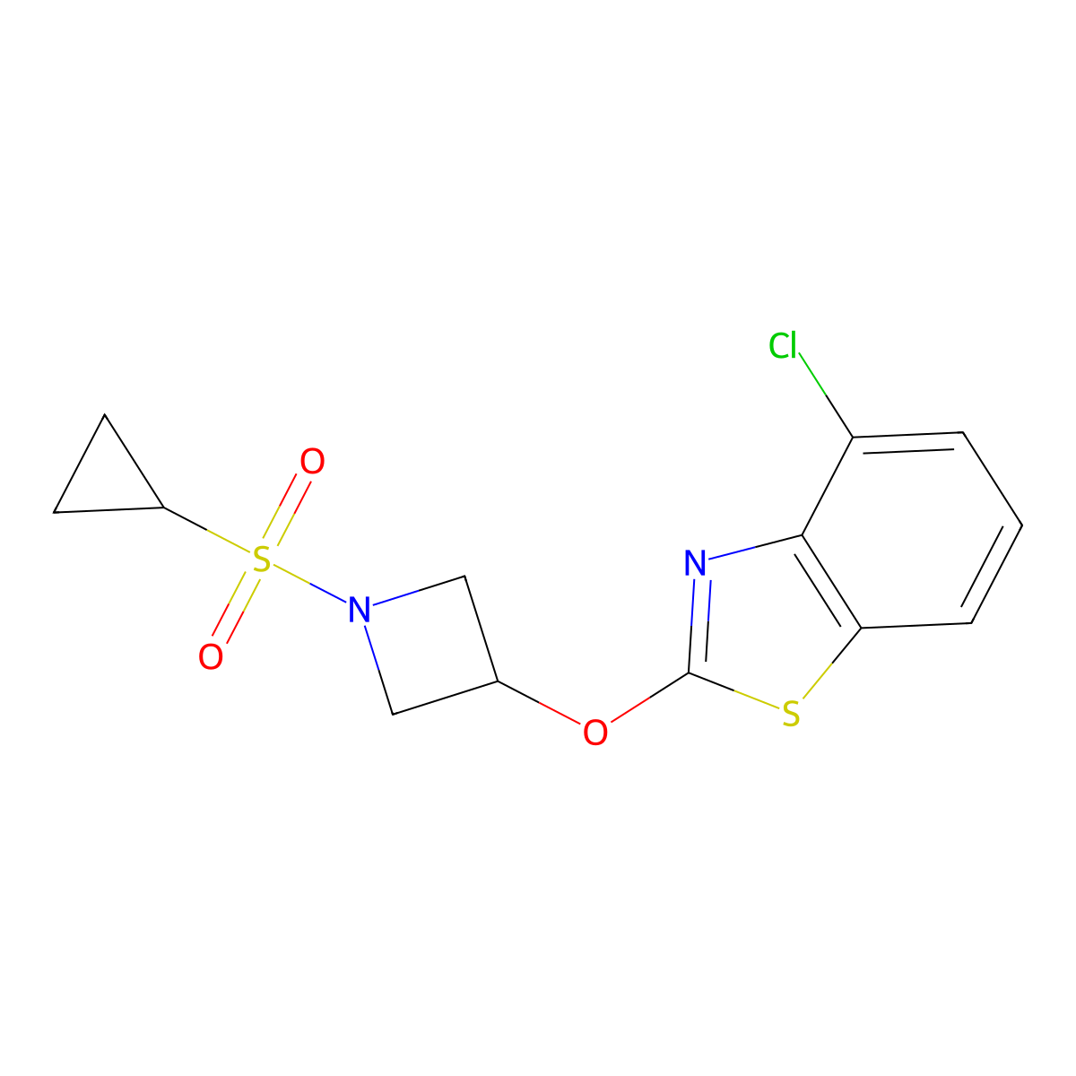 4-Chloro-2-((1-(cyclopropylsulfonyl)azetidin-3-yl)oxy)benzo[d]thiazole molecular structure, CAS 1396874-36-4