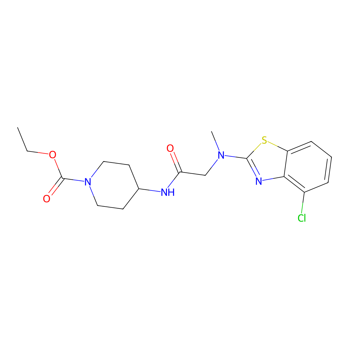 Ethyl 4-(2-((4-chlorobenzo[d]thiazol-2-yl)(methyl)amino)acetamido)piperidine-1-carboxylate molecular structure, CAS 1396874-37-5