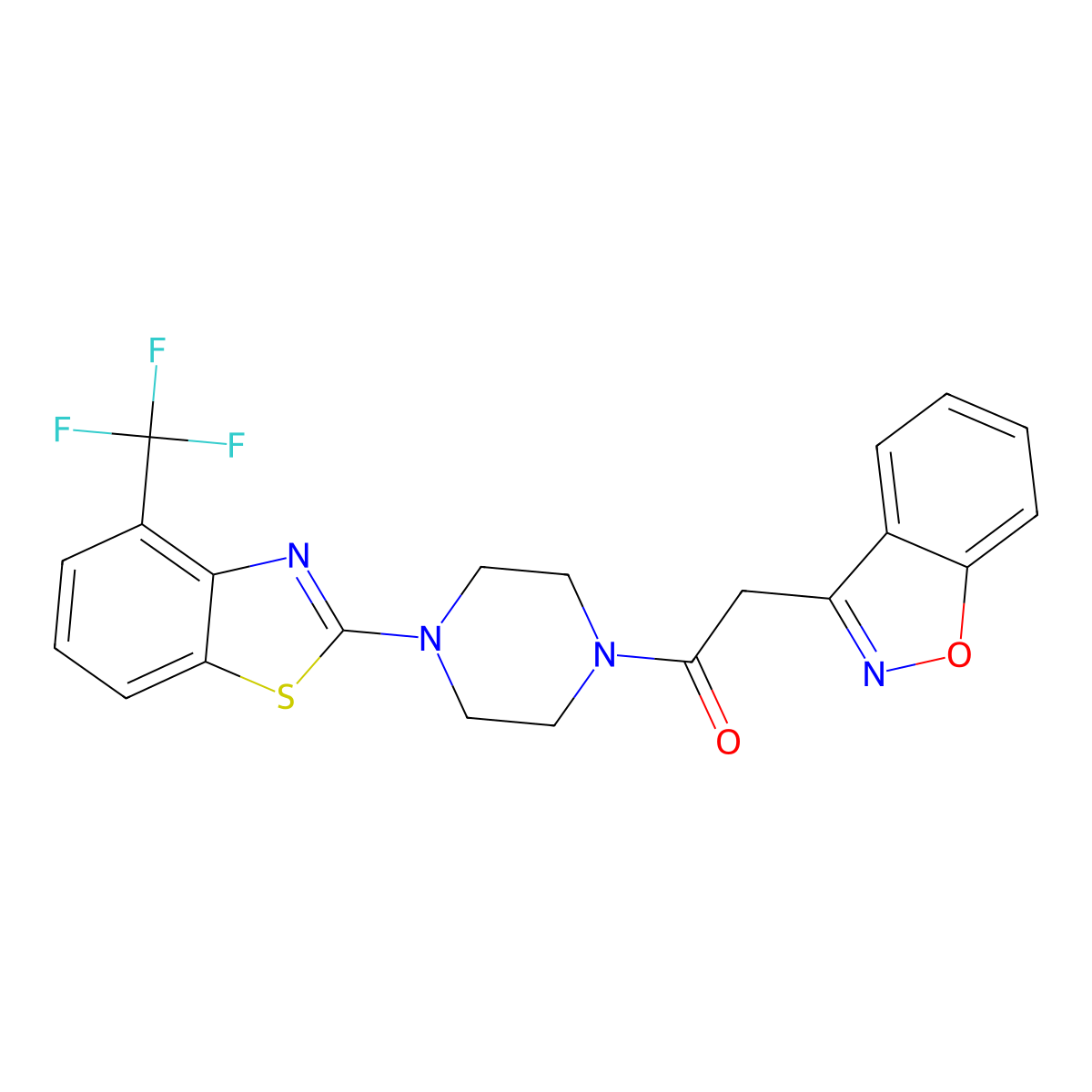 2-(Benzo[d]isoxazol-3-yl)-1-(4-(4-(trifluoromethyl)benzo[d]thiazol-2-yl)piperazin-1-yl)ethanone molecular structure, CAS 1396874-40-0
