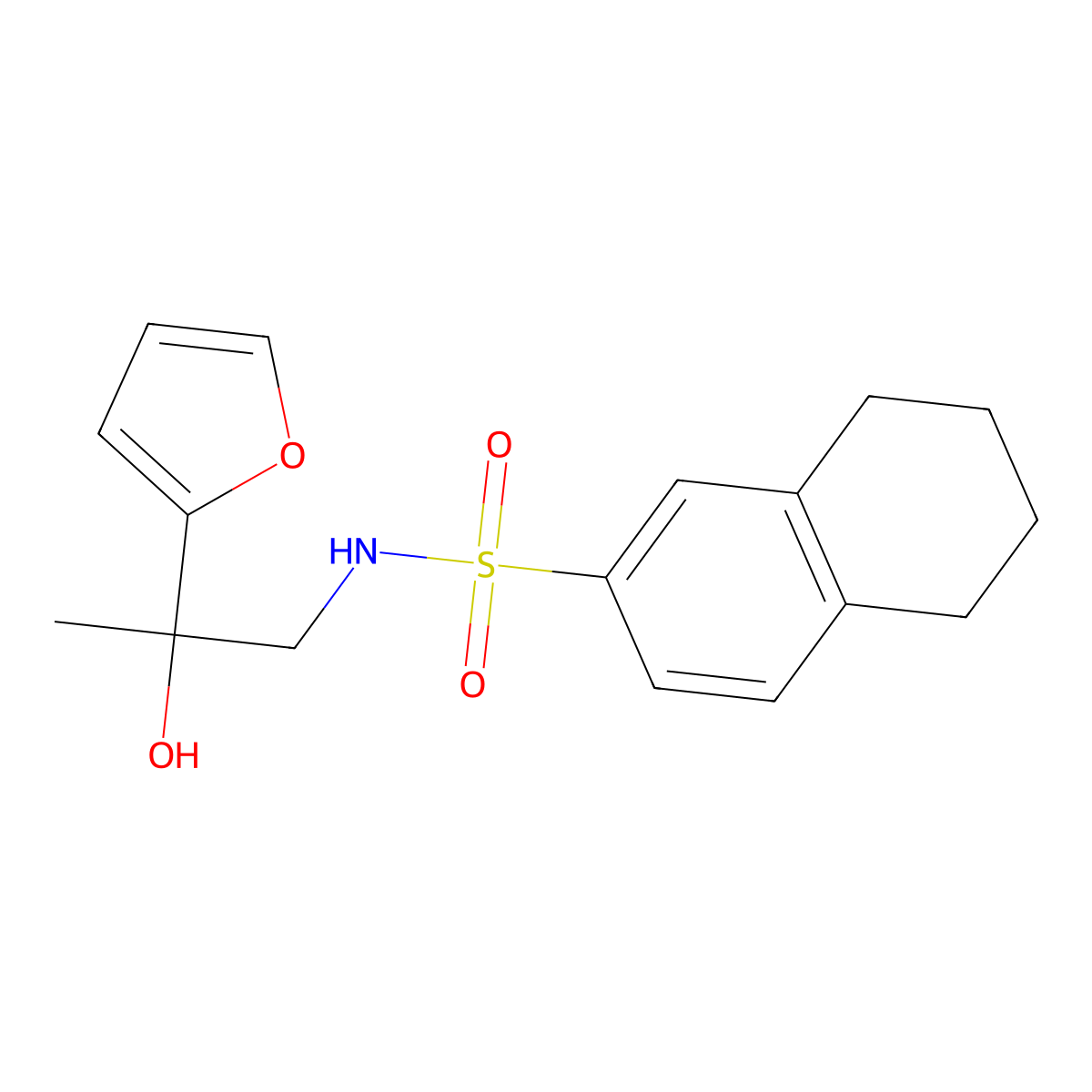N-[2-(furan-2-yl)-2-hydroxypropyl]-5,6,7,8-tetrahydronaphthalene-2-sulfonamide molecular structure, CAS 1396874-48-8