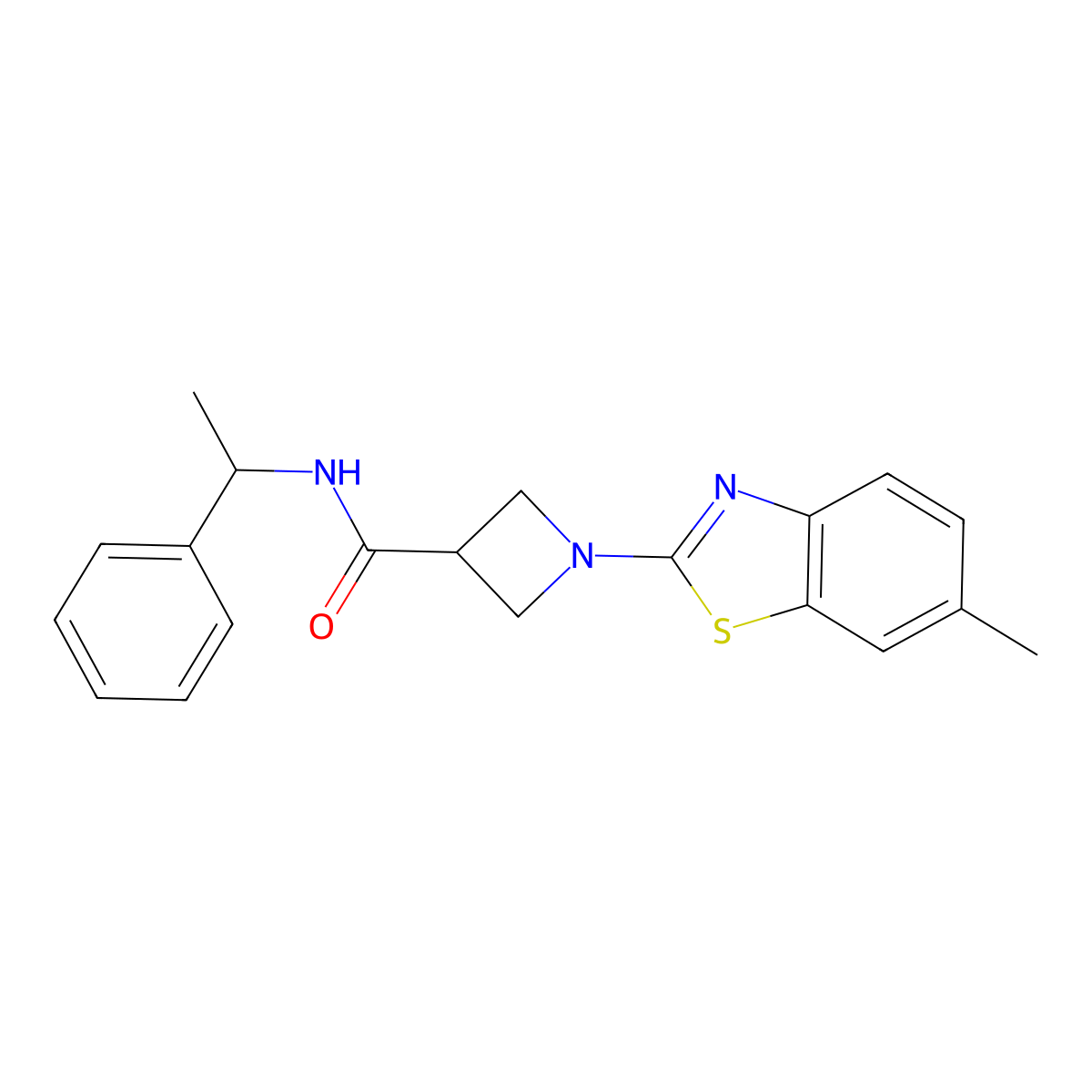 1-(6-methylbenzo[d]thiazol-2-yl)-N-(1-phenylethyl)azetidine-3-carboxamide molecular structure, CAS 1396874-52-4
