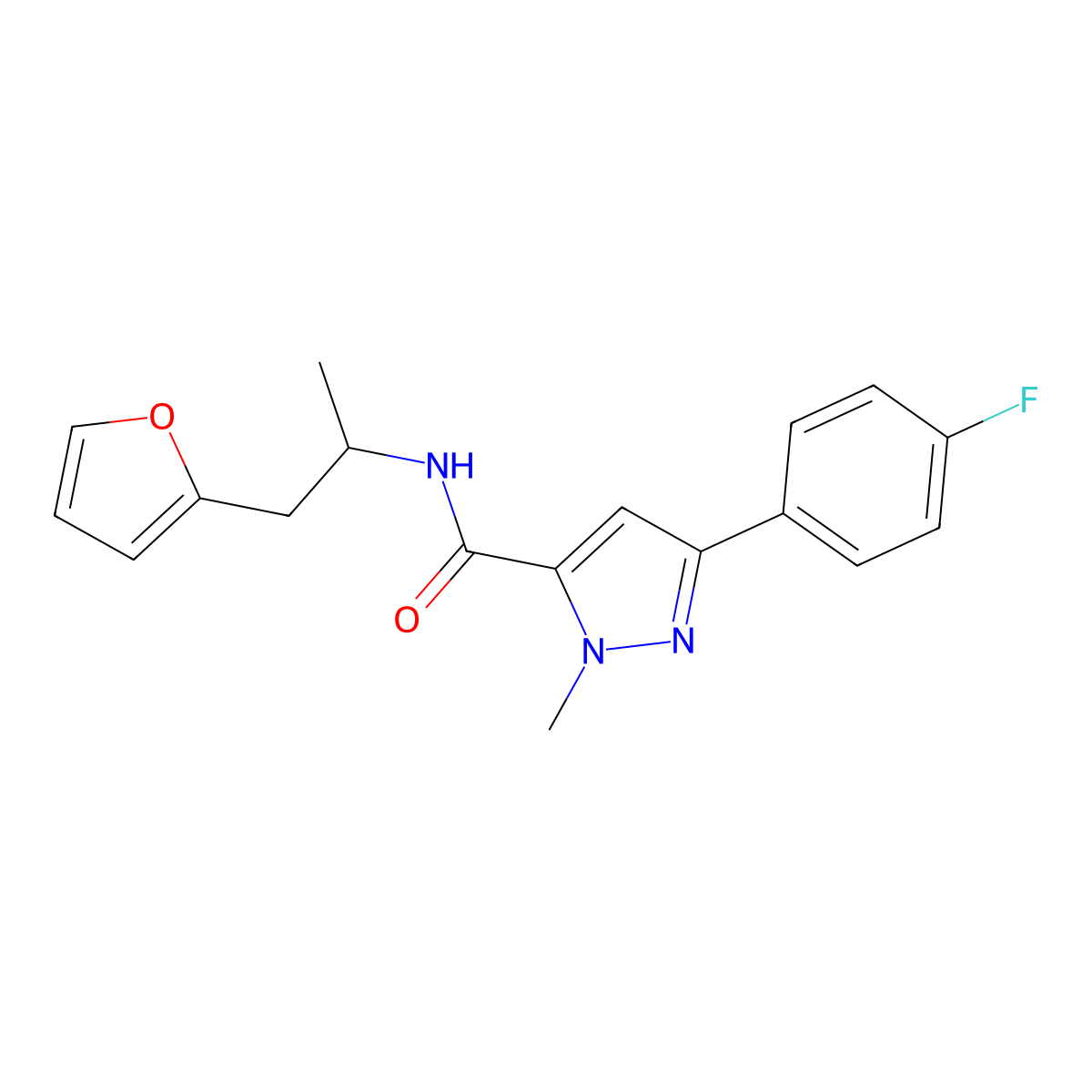 3-(4-fluorophenyl)-N-[1-(furan-2-yl)propan-2-yl]-1-methyl-1H-pyrazole-5-carboxamide molecular structure, CAS 1396874-54-6