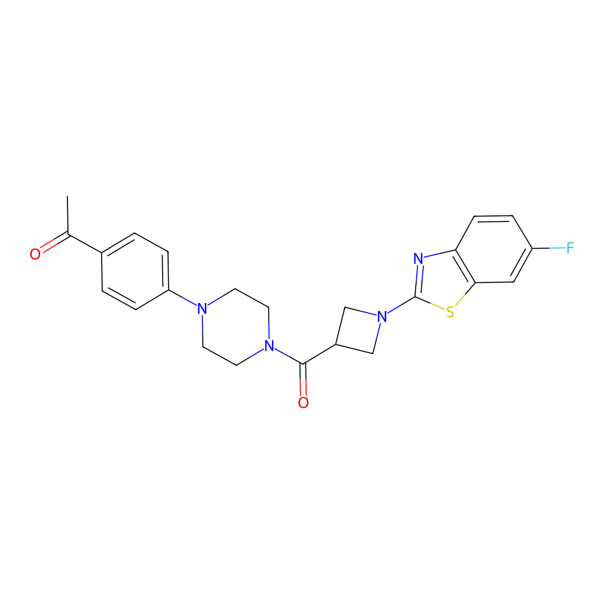 1-(4-{4-[1-(6-Fluoro-1,3-benzothiazol-2-yl)azetidine-3-carbonyl]piperazin-1-yl}phenyl)ethan-1-one molecular structure, CAS 1396874-55-7