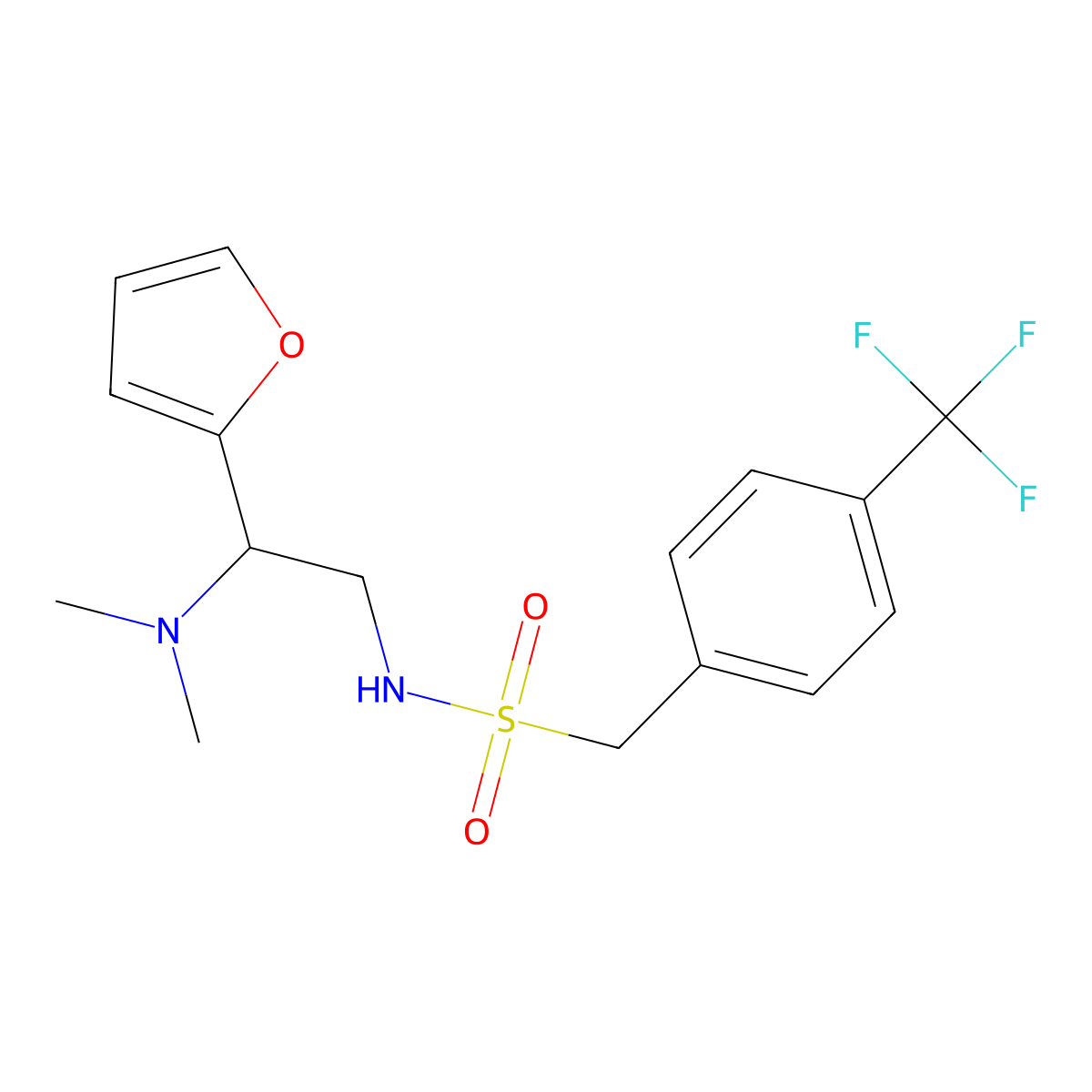 N-[2-(dimethylamino)-2-(furan-2-yl)ethyl]-1-[4-(trifluoromethyl)phenyl]methanesulfonamide molecular structure, CAS 1396874-58-0