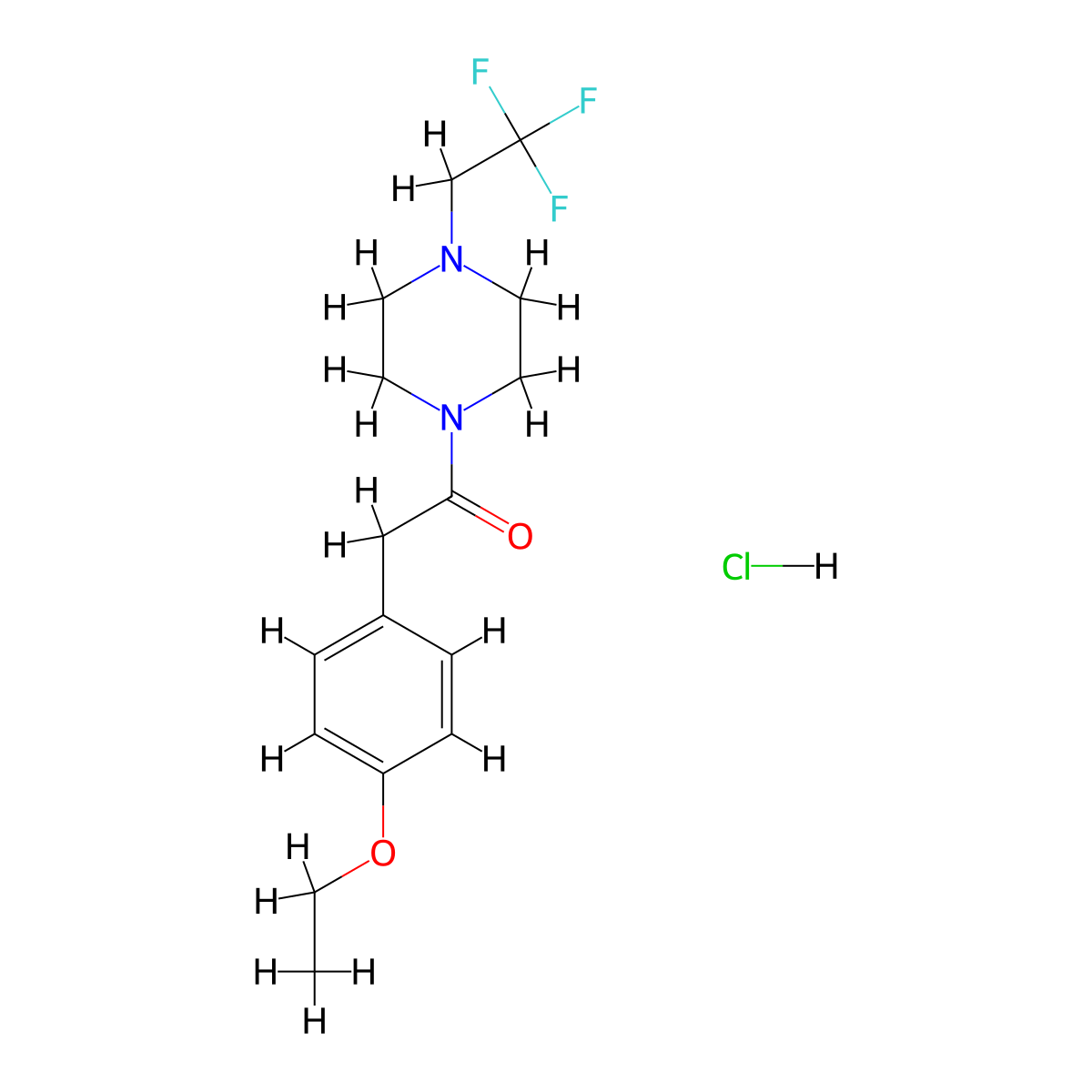 2-(4-Ethoxyphenyl)-1-(4-(2,2,2-trifluoroethyl)piperazin-1-yl)ethanone hydrochloride molecular structure, CAS 1396874-63-7