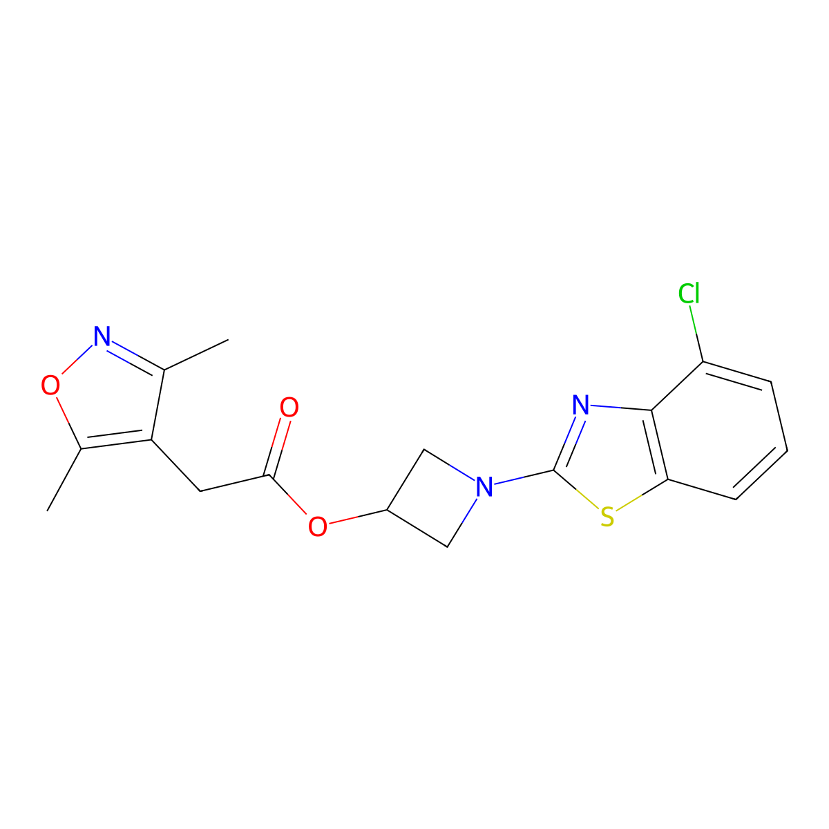 1-(4-Chlorobenzo[d]thiazol-2-yl)azetidin-3-yl 2-(3,5-dimethylisoxazol-4-yl)acetate molecular structure, CAS 1396874-73-9