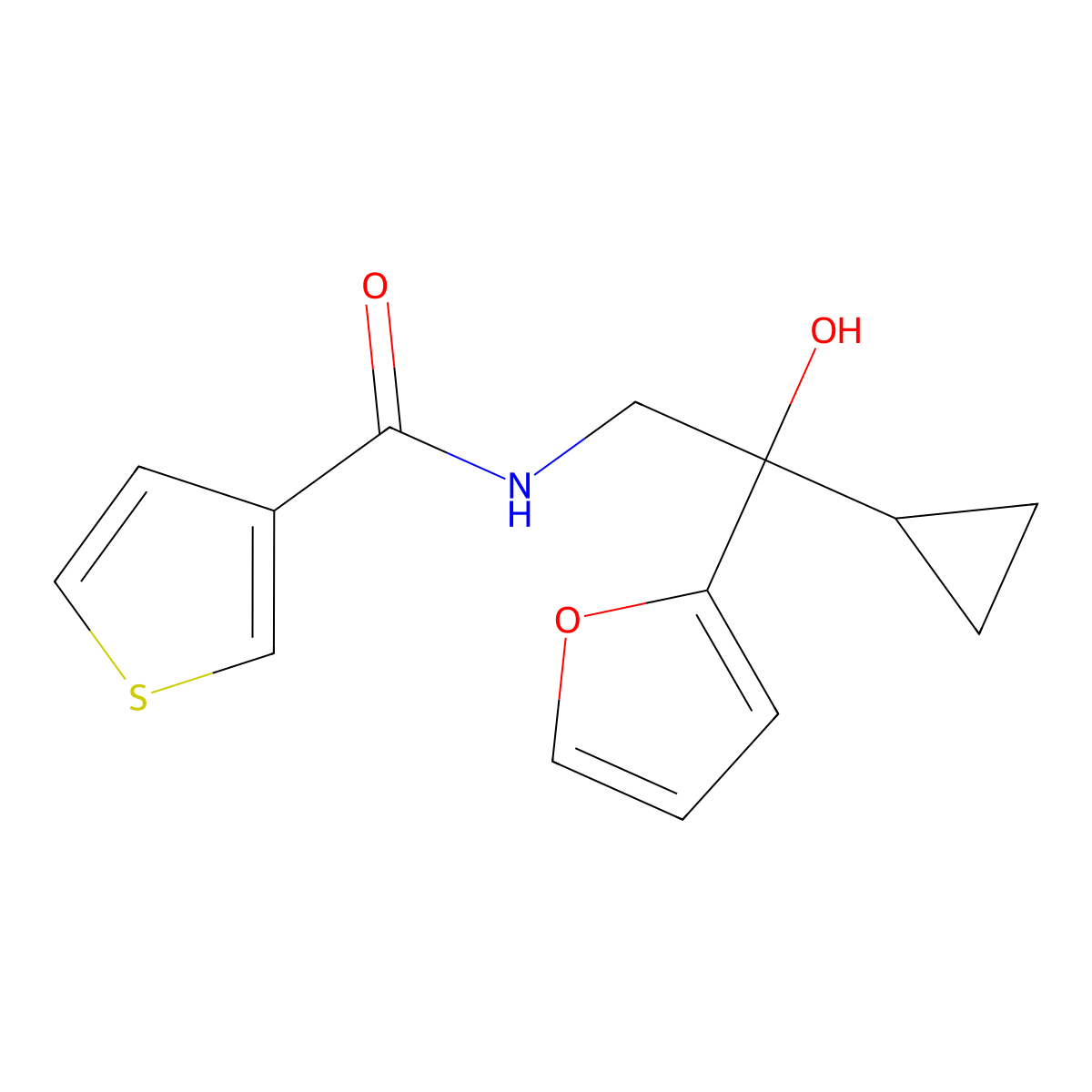N-[2-cyclopropyl-2-(furan-2-yl)-2-hydroxyethyl]thiophene-3-carboxamide molecular structure, CAS 1396874-74-0