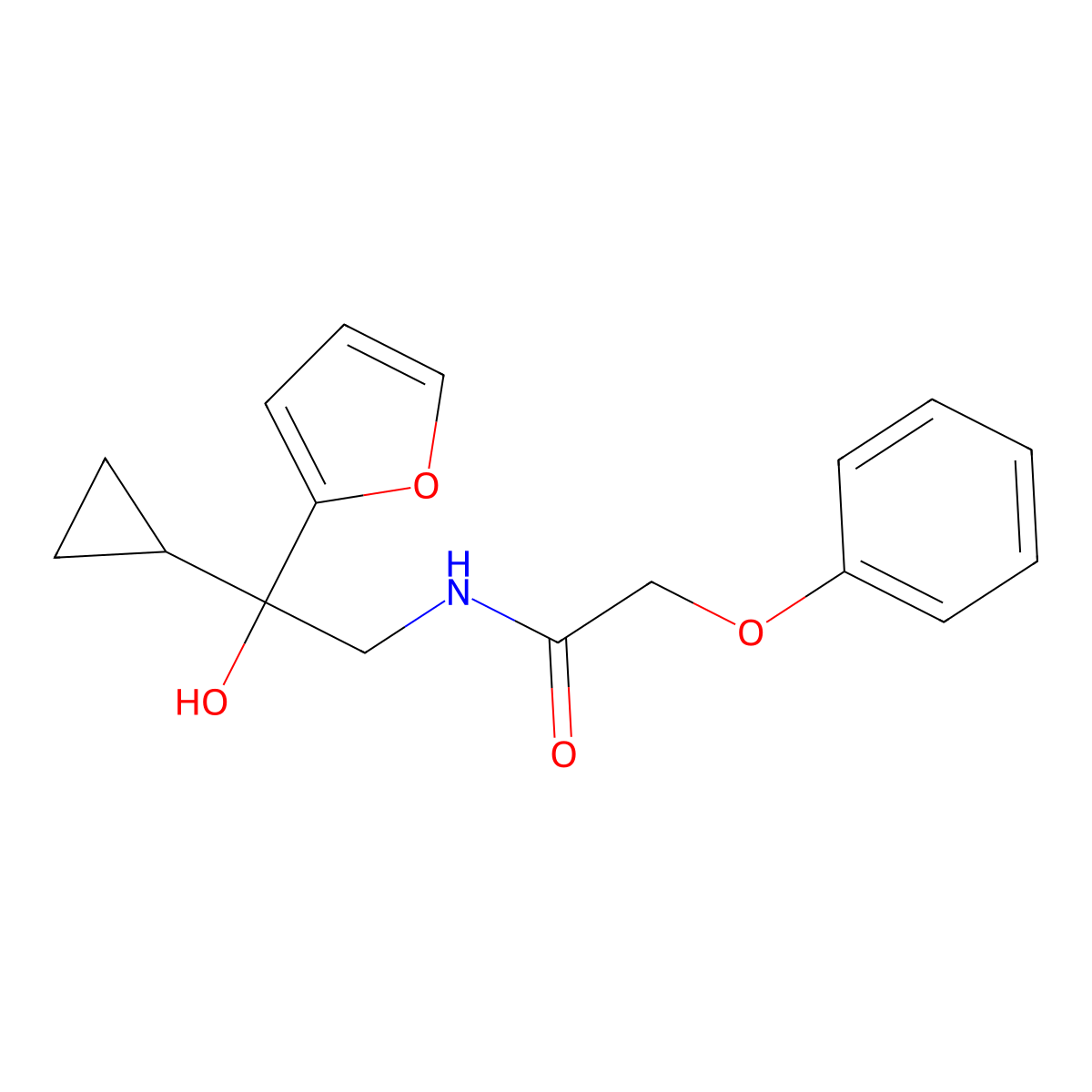 N-[2-cyclopropyl-2-(furan-2-yl)-2-hydroxyethyl]-2-phenoxyacetamide molecular structure, CAS 1396874-76-2