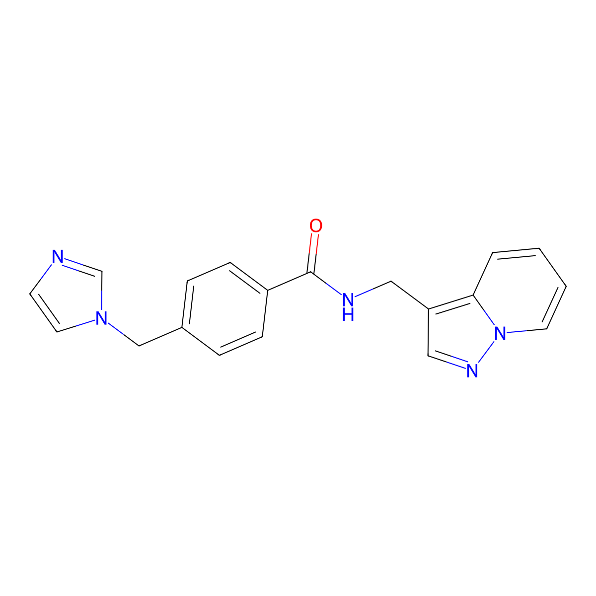 4-((1H-imidazol-1-yl)methyl)-N-(pyrazolo[1,5-a]pyridin-3-ylmethyl)benzamide molecular structure, CAS 1396874-77-3