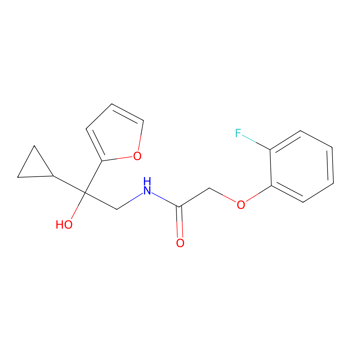 N-[2-cyclopropyl-2-(furan-2-yl)-2-hydroxyethyl]-2-(2-fluorophenoxy)acetamide molecular structure, CAS 1396874-83-1