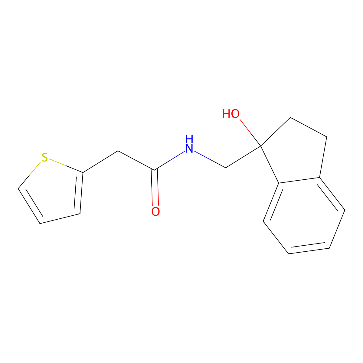 N-((1-hydroxy-2,3-dihydro-1H-inden-1-yl)methyl)-2-(thiophen-2-yl)acetamide molecular structure, CAS 1396874-88-6