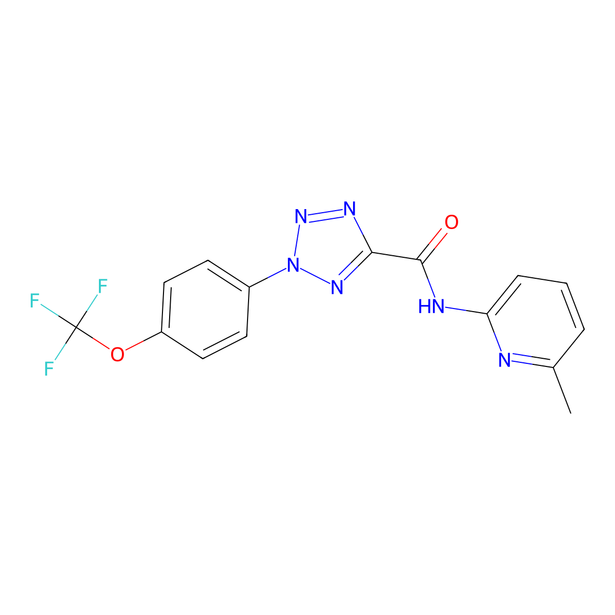 N-(6-methylpyridin-2-yl)-2-(4-(trifluoromethoxy)phenyl)-2H-tetrazole-5-carboxamide molecular structure, CAS 1396874-92-2