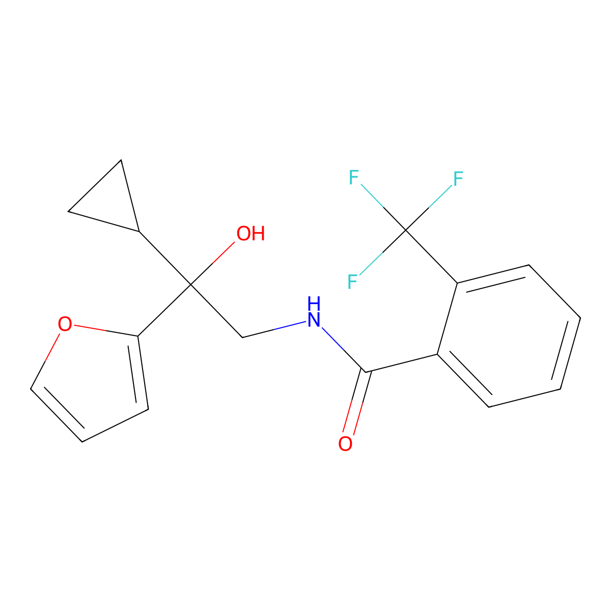 N-[2-cyclopropyl-2-(furan-2-yl)-2-hydroxyethyl]-2-(trifluoromethyl)benzamide molecular structure, CAS 1396874-94-4
