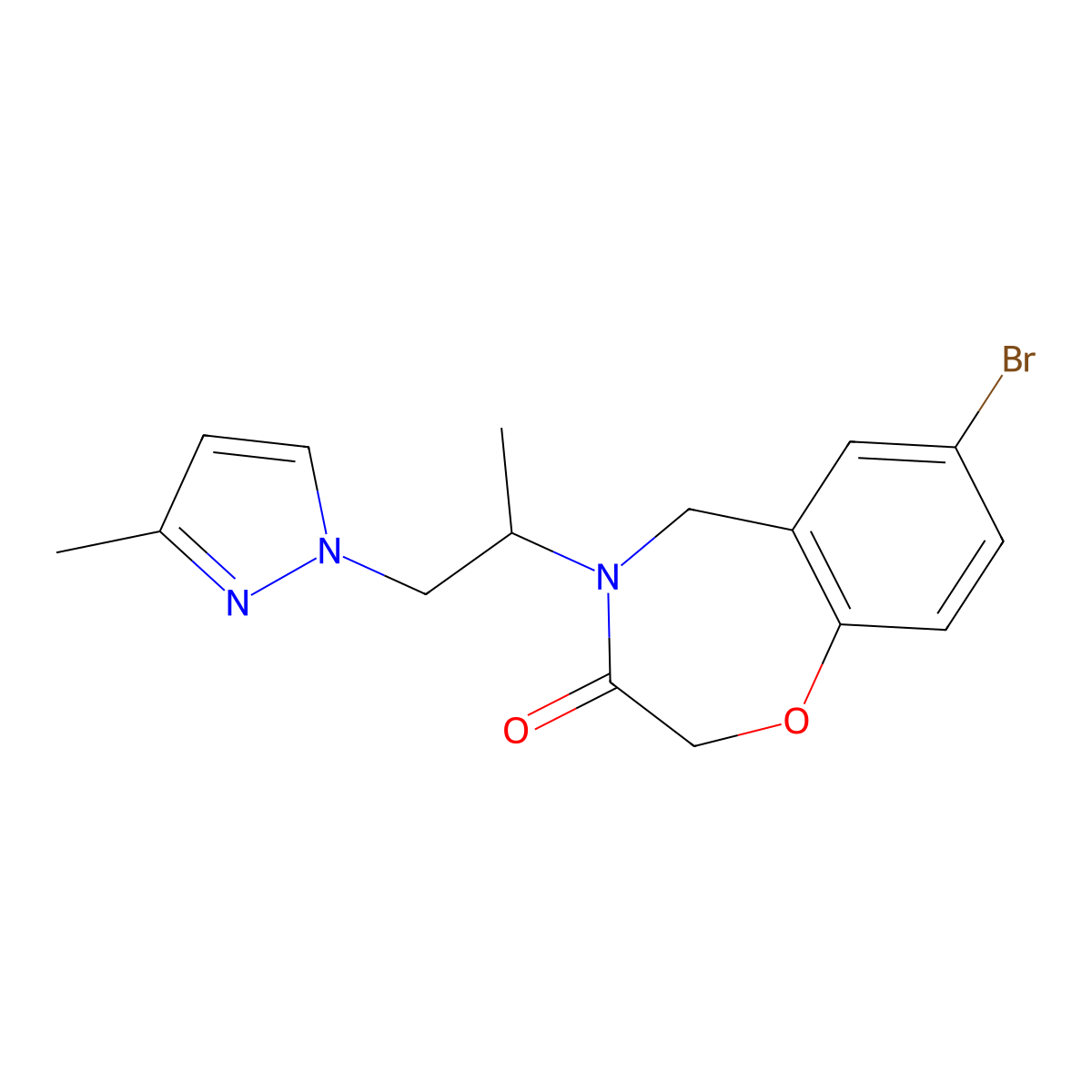 7-bromo-4-[1-(3-methyl-1H-pyrazol-1-yl)propan-2-yl]-2,3,4,5-tetrahydro-1,4-benzoxazepin-3-one molecular structure, CAS 1396874-97-7