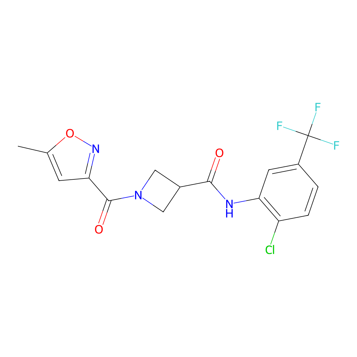 N-(2-chloro-5-(trifluoromethyl)phenyl)-1-(5-methylisoxazole-3-carbonyl)azetidine-3-carboxamide molecular structure, CAS 1396875-07-2