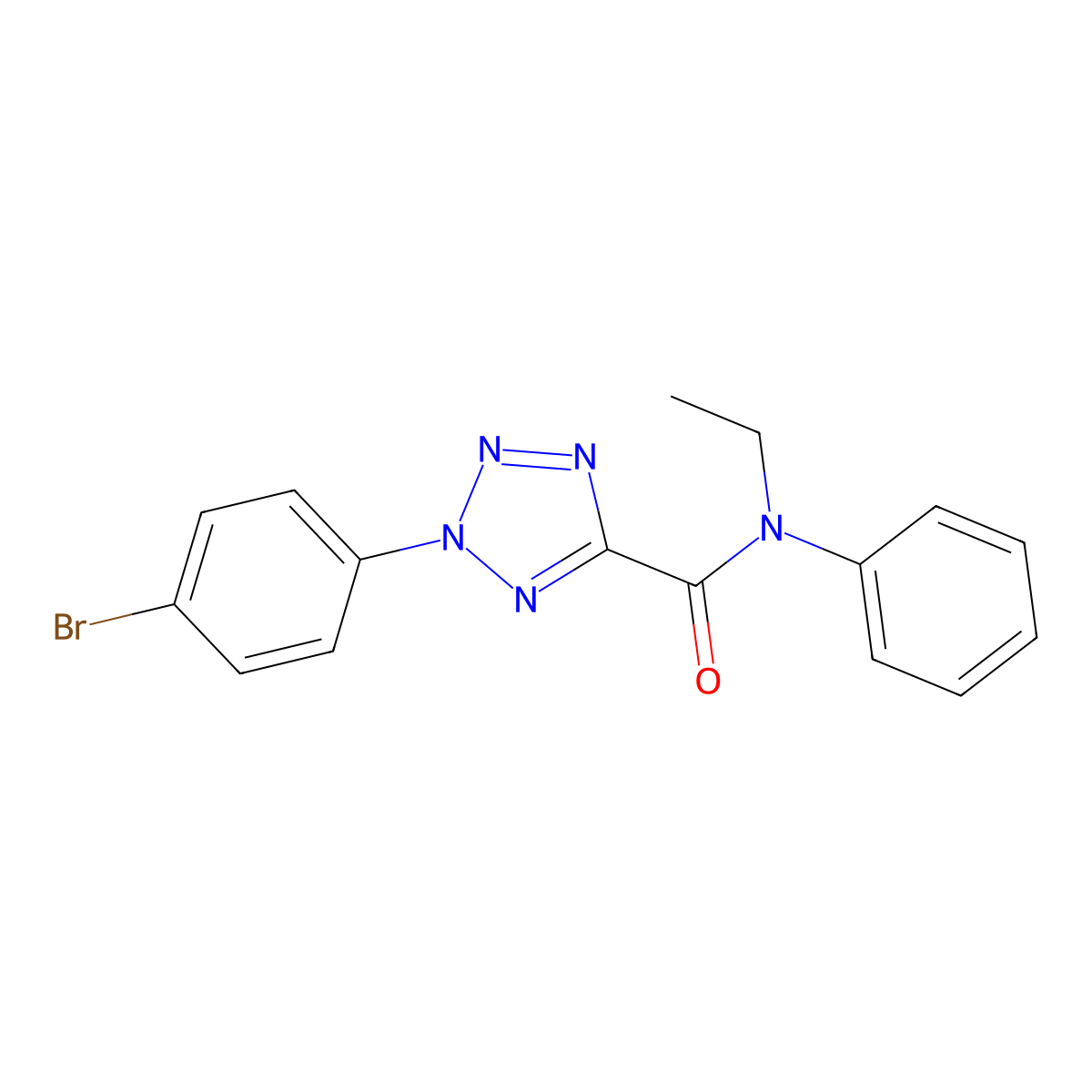 2-(4-bromophenyl)-N-ethyl-N-phenyl-2H-tetrazole-5-carboxamide molecular structure, CAS 1396875-16-3