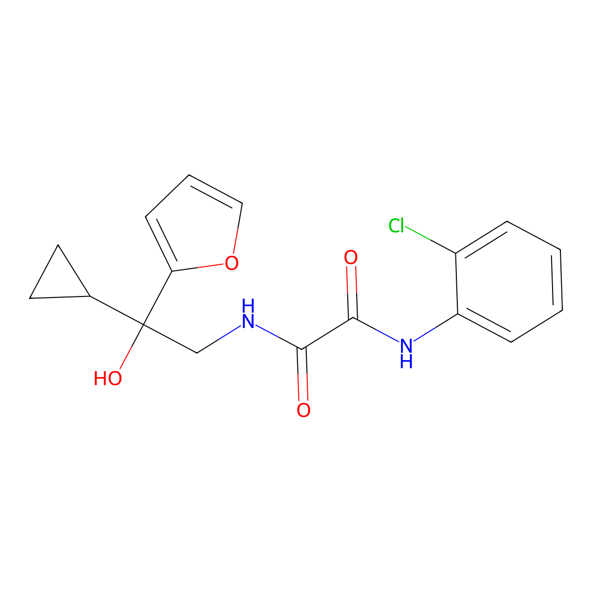 N1-(2-chlorophenyl)-N2-(2-cyclopropyl-2-(furan-2-yl)-2-hydroxyethyl)oxalamide molecular structure, CAS 1396875-17-4