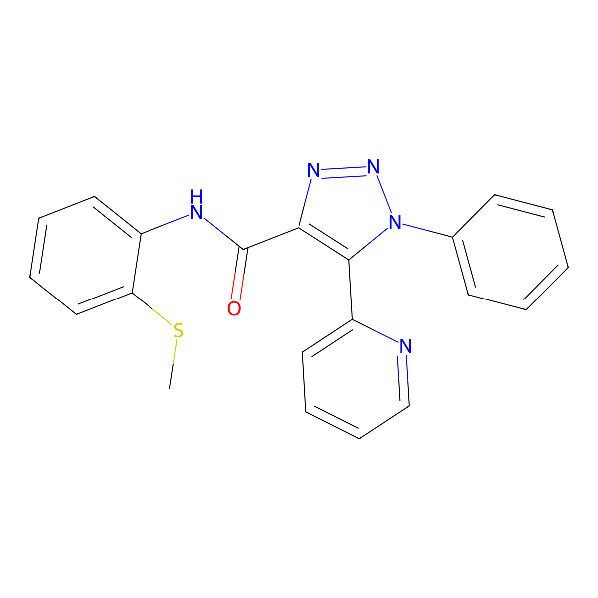 N-[2-(methylthio)phenyl]-1-phenyl-5-pyridin-2-yl-1H-1,2,3-triazole-4-carboxamide molecular structure, CAS 1396875-21-0