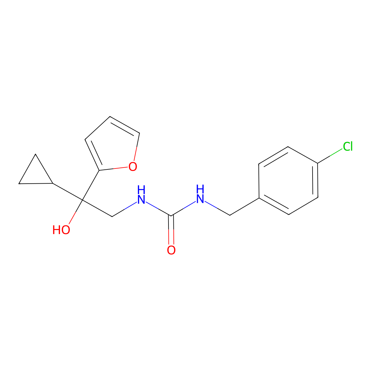 1-(4-Chlorobenzyl)-3-(2-cyclopropyl-2-(furan-2-yl)-2-hydroxyethyl)urea molecular structure, CAS 1396875-23-2