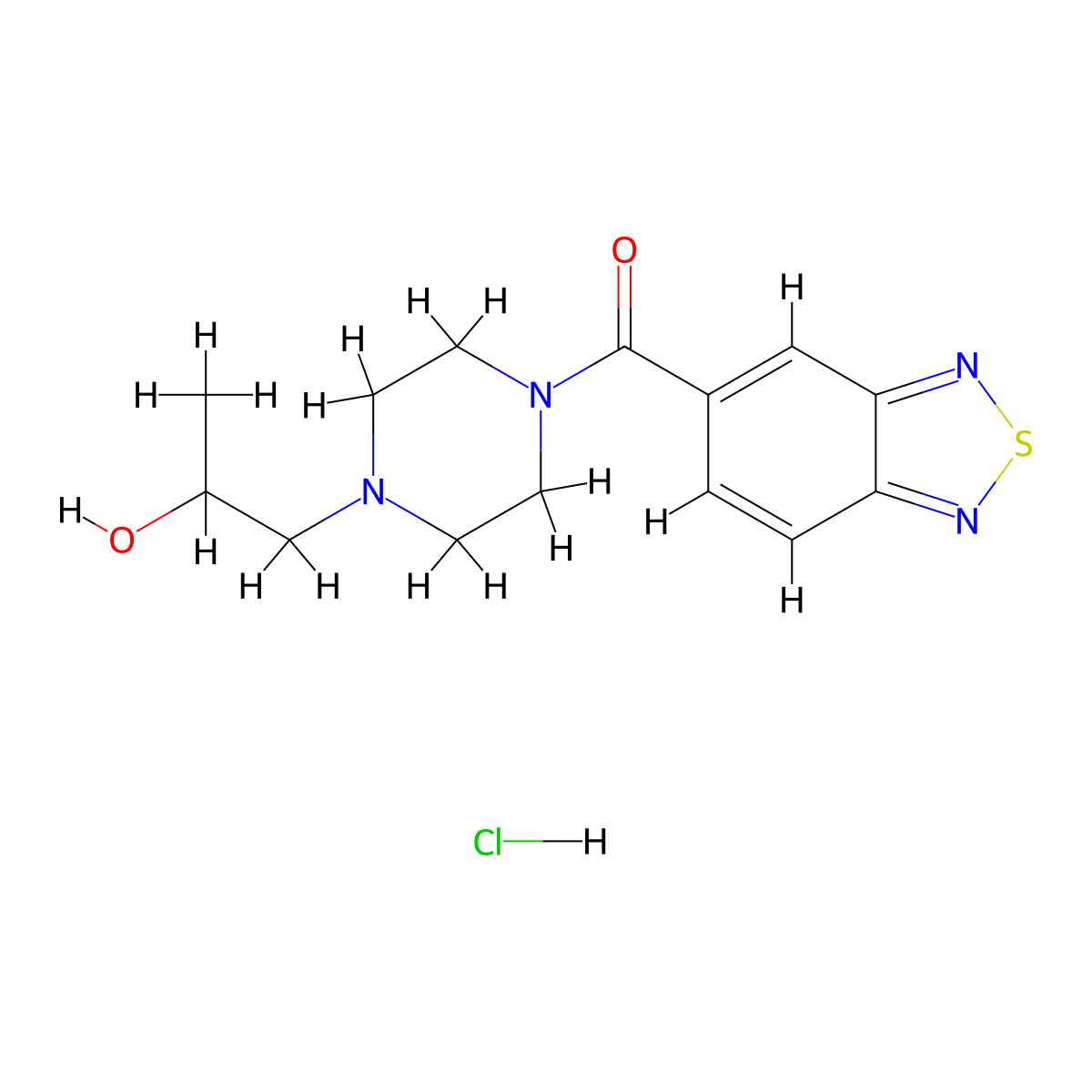Benzo[c][1,2,5]thiadiazol-5-yl(4-(2-hydroxypropyl)piperazin-1-yl)methanone hydrochloride molecular structure, CAS 1396875-24-3