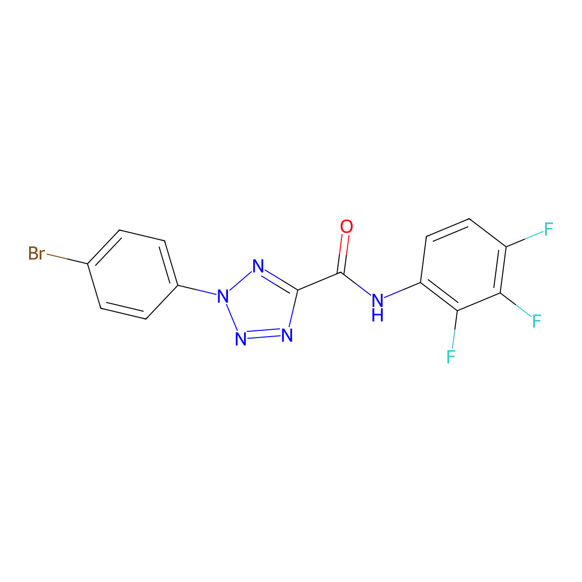 2-(4-bromophenyl)-N-(2,3,4-trifluorophenyl)-2H-tetrazole-5-carboxamide molecular structure, CAS 1396875-25-4