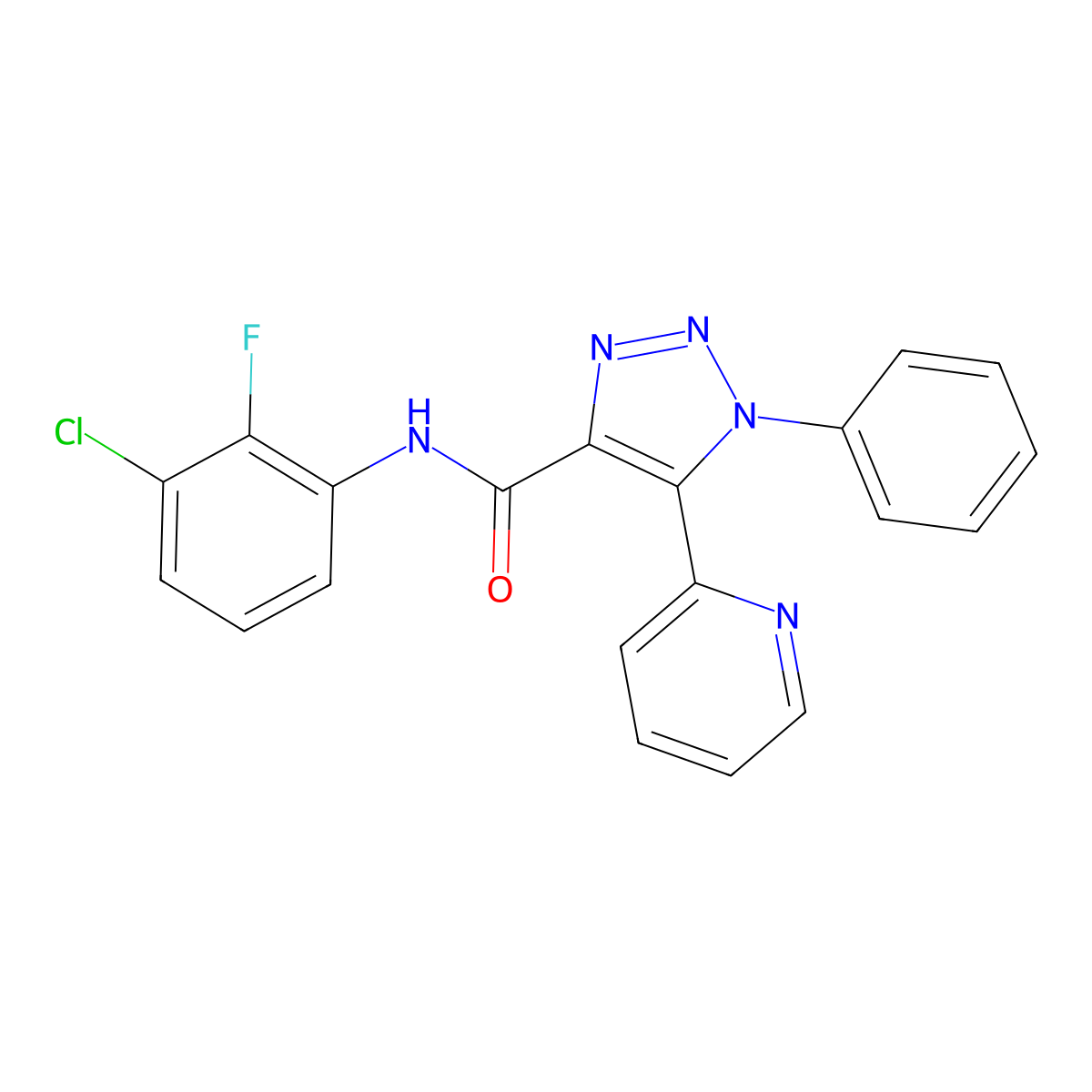 N-(3-chloro-2-fluorophenyl)-1-phenyl-5-(pyridin-2-yl)-1H-1,2,3-triazole-4-carboxamide molecular structure, CAS 1396875-30-1