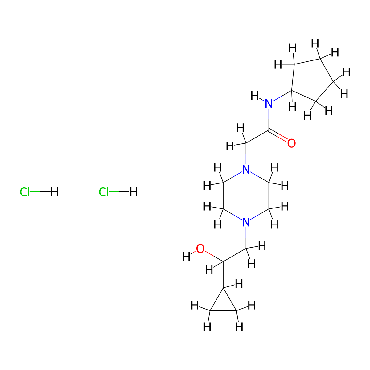 N-Cyclopentyl-2-[4-(2-cyclopropyl-2-hydroxyethyl)piperazin-1-YL]acetamide dihydrochloride molecular structure, CAS 1396875-31-2