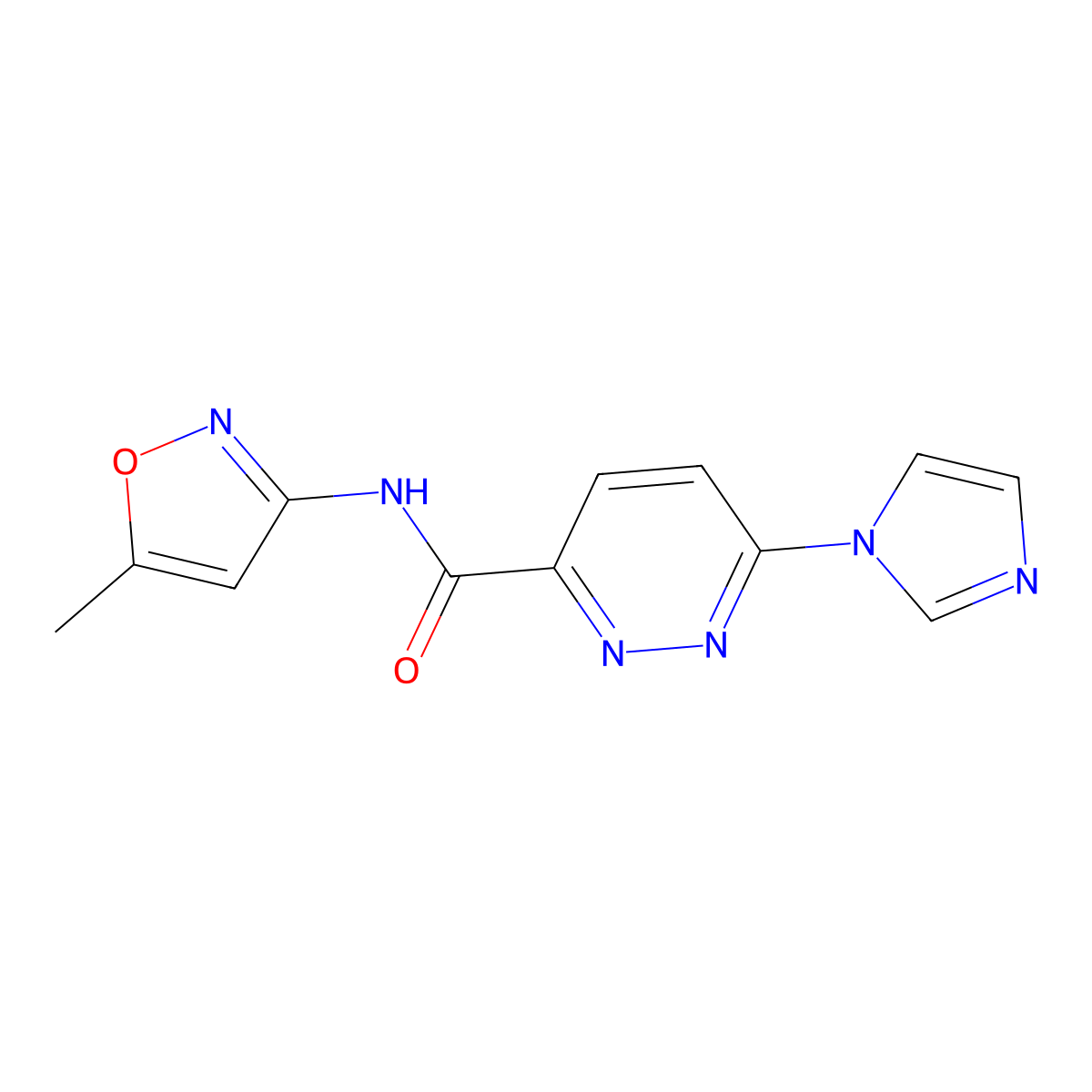 6-(1H-imidazol-1-yl)-N-(5-methylisoxazol-3-yl)pyridazine-3-carboxamide molecular structure, CAS 1396875-32-3