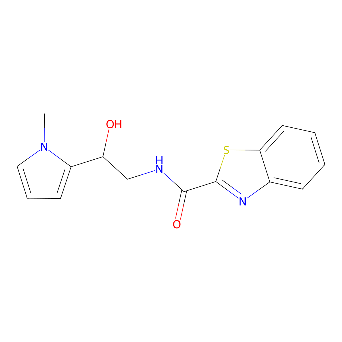 N-(2-hydroxy-2-(1-methyl-1H-pyrrol-2-yl)ethyl)benzo[d]thiazole-2-carboxamide molecular structure, CAS 1396875-33-4