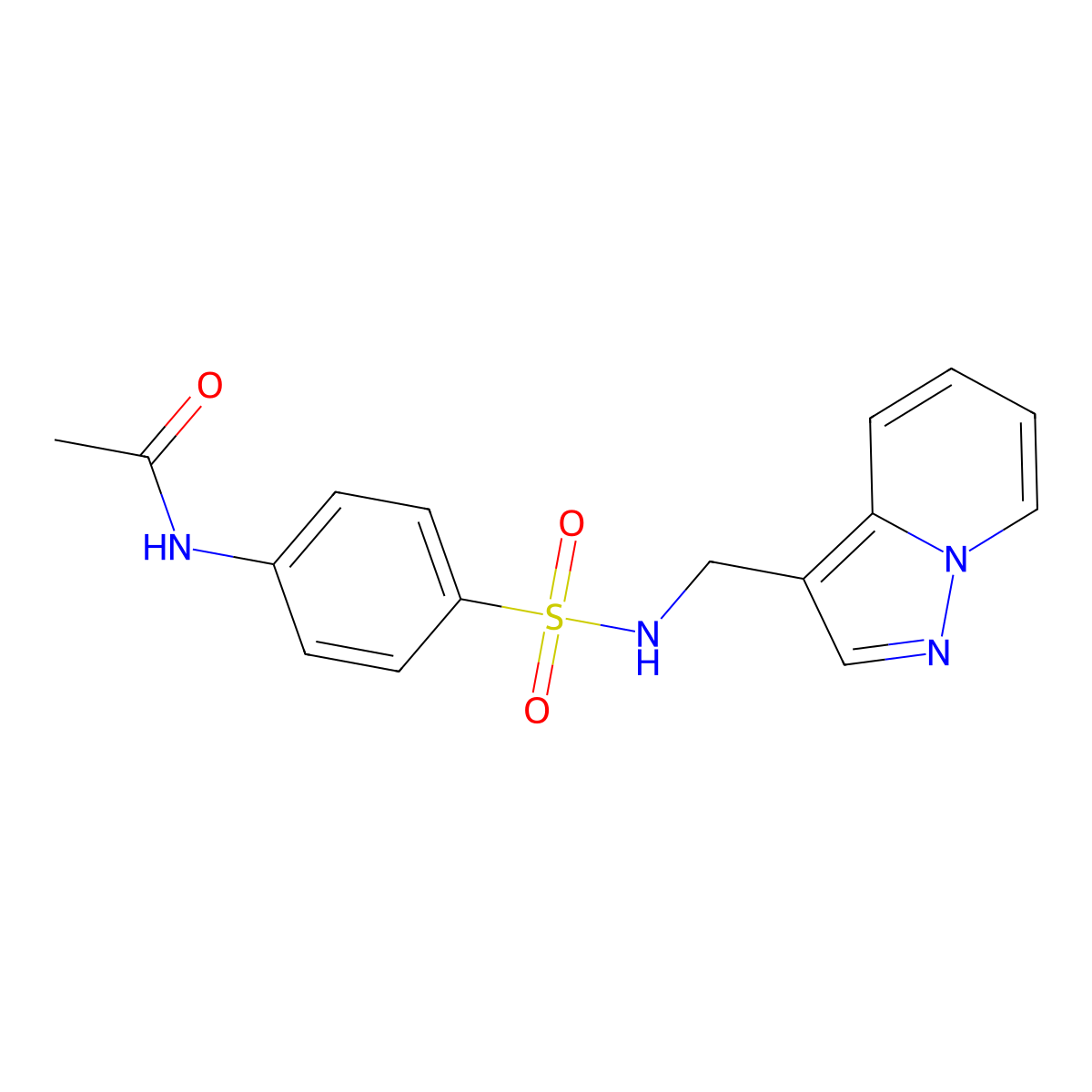 N-(4-(N-(pyrazolo[1,5-a]pyridin-3-ylmethyl)sulfamoyl)phenyl)acetamide molecular structure, CAS 1396875-39-0