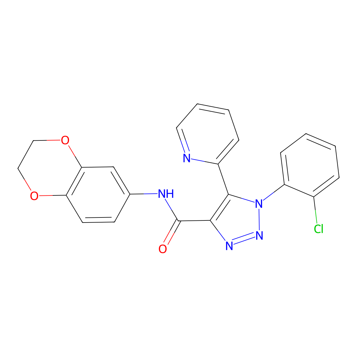1-(2-chlorophenyl)-N-(2,3-dihydro-1,4-benzodioxin-6-yl)-5-pyridin-2-yl-1H-1,2,3-triazole-4-carboxamide molecular structure, CAS 1396875-40-3