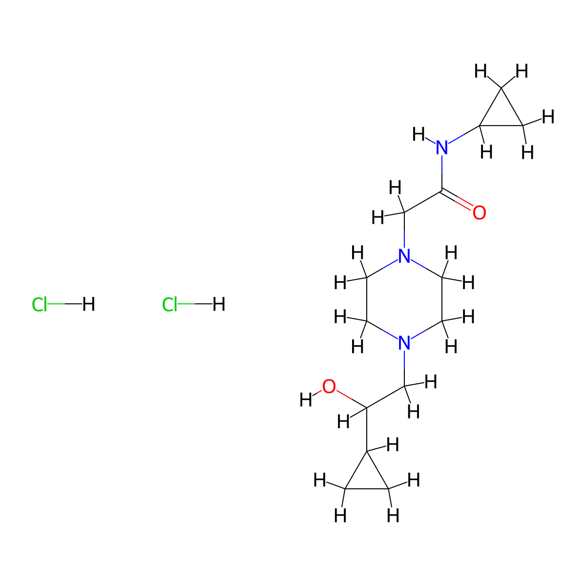 N-Cyclopropyl-2-[4-(2-cyclopropyl-2-hydroxyethyl)piperazin-1-YL]acetamide dihydrochloride molecular structure, CAS 1396875-43-6