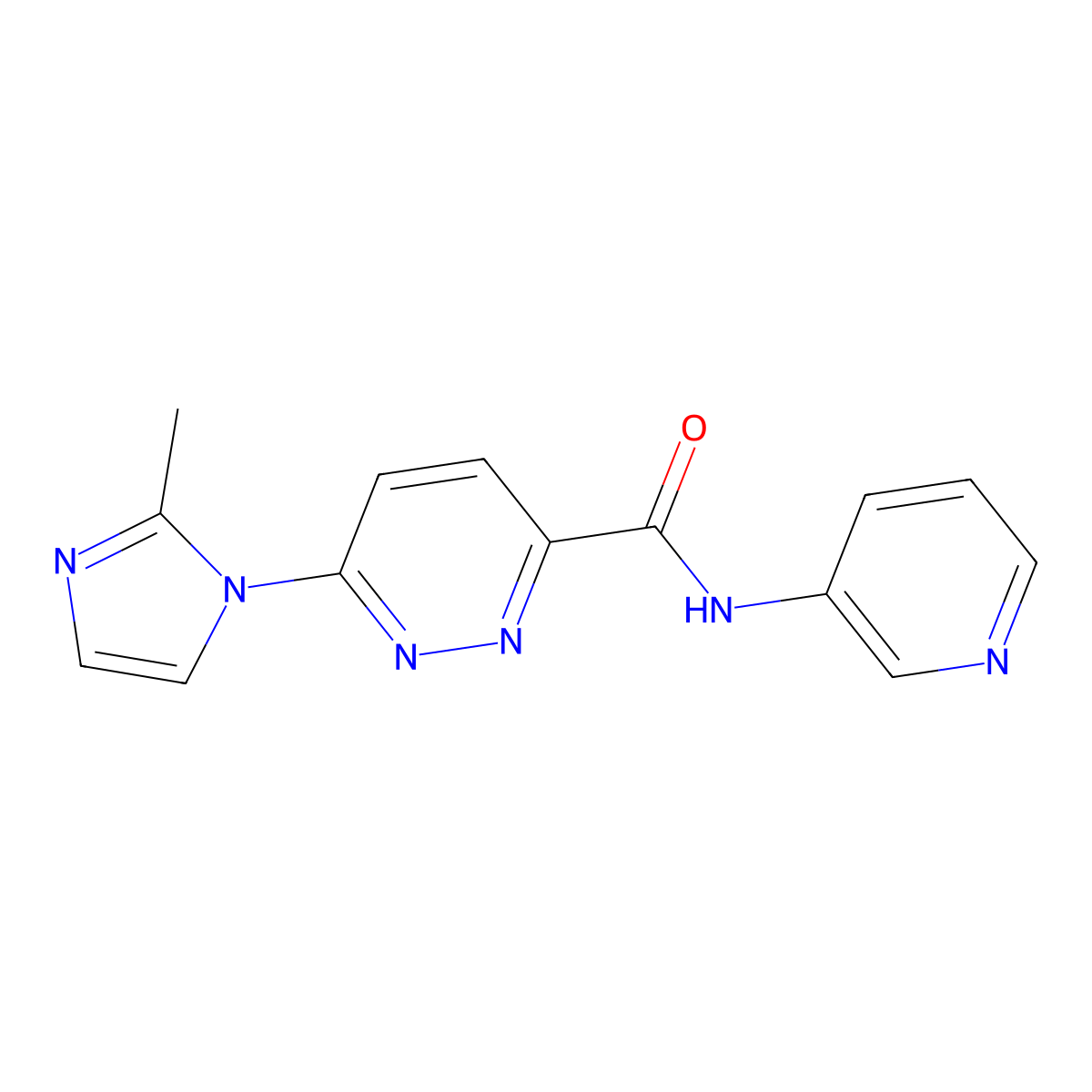 6-(2-methyl-1H-imidazol-1-yl)-N-(pyridin-3-yl)pyridazine-3-carboxamide molecular structure, CAS 1396875-46-9