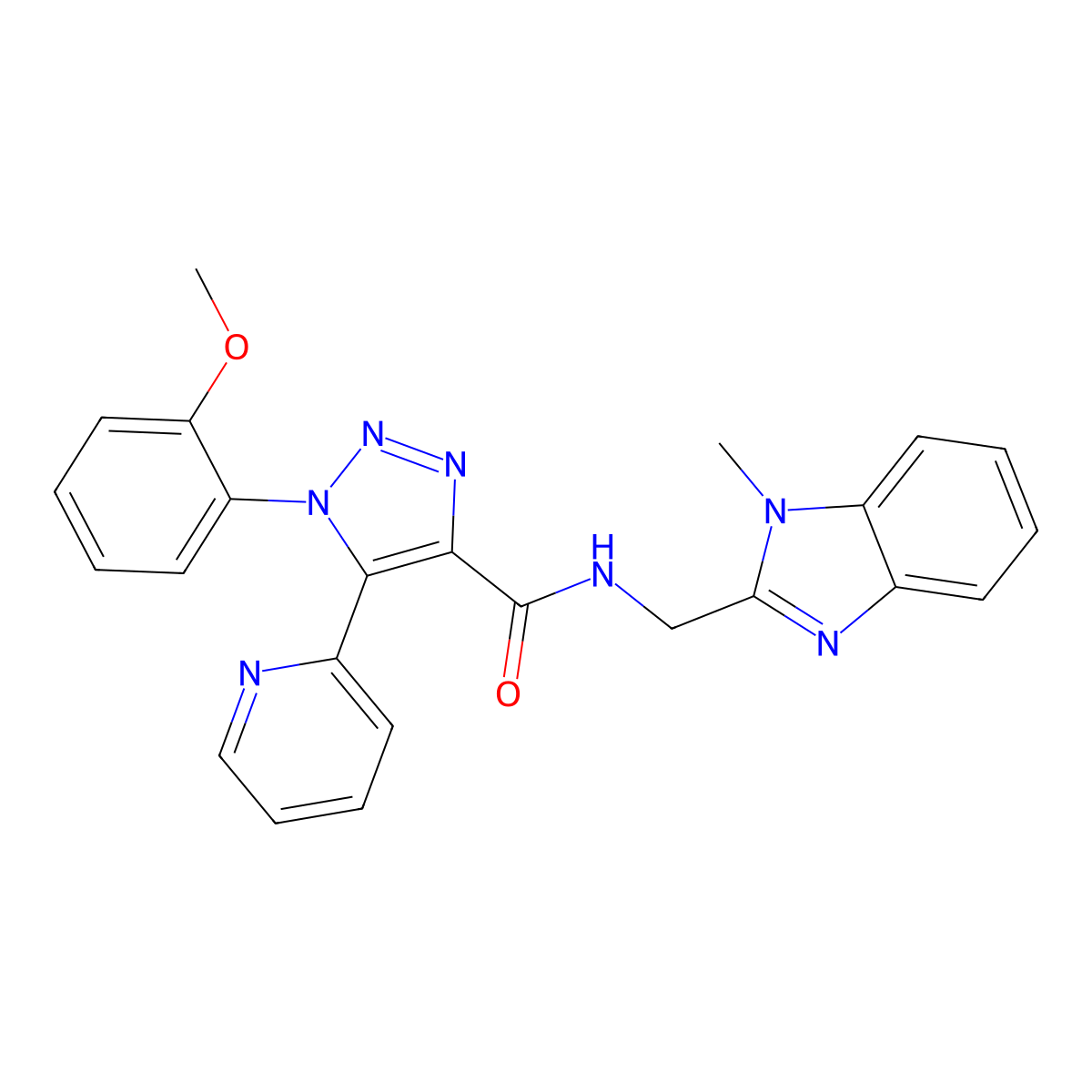1-(2-methoxyphenyl)-N-[(1-methyl-1H-benzimidazol-2-yl)methyl]-5-pyridin-2-yl-1H-1,2,3-triazole-4-carboxamide molecular structure, CAS 1396875-48-1