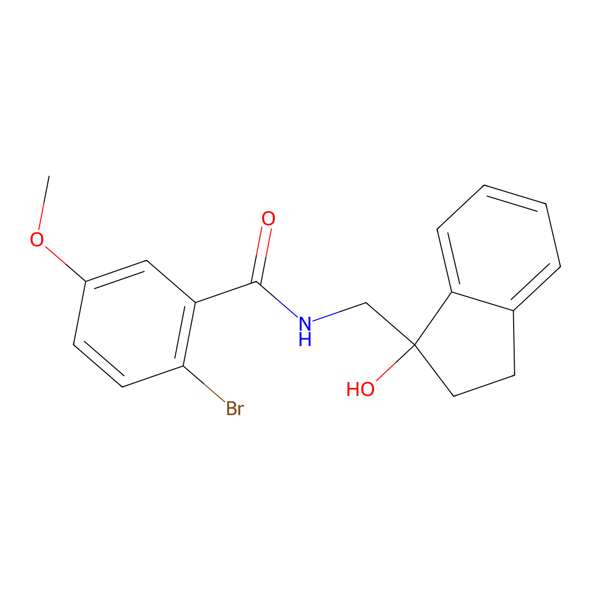2-bromo-N-[(1-hydroxy-2,3-dihydro-1H-inden-1-yl)methyl]-5-methoxybenzamide molecular structure, CAS 1396875-51-6