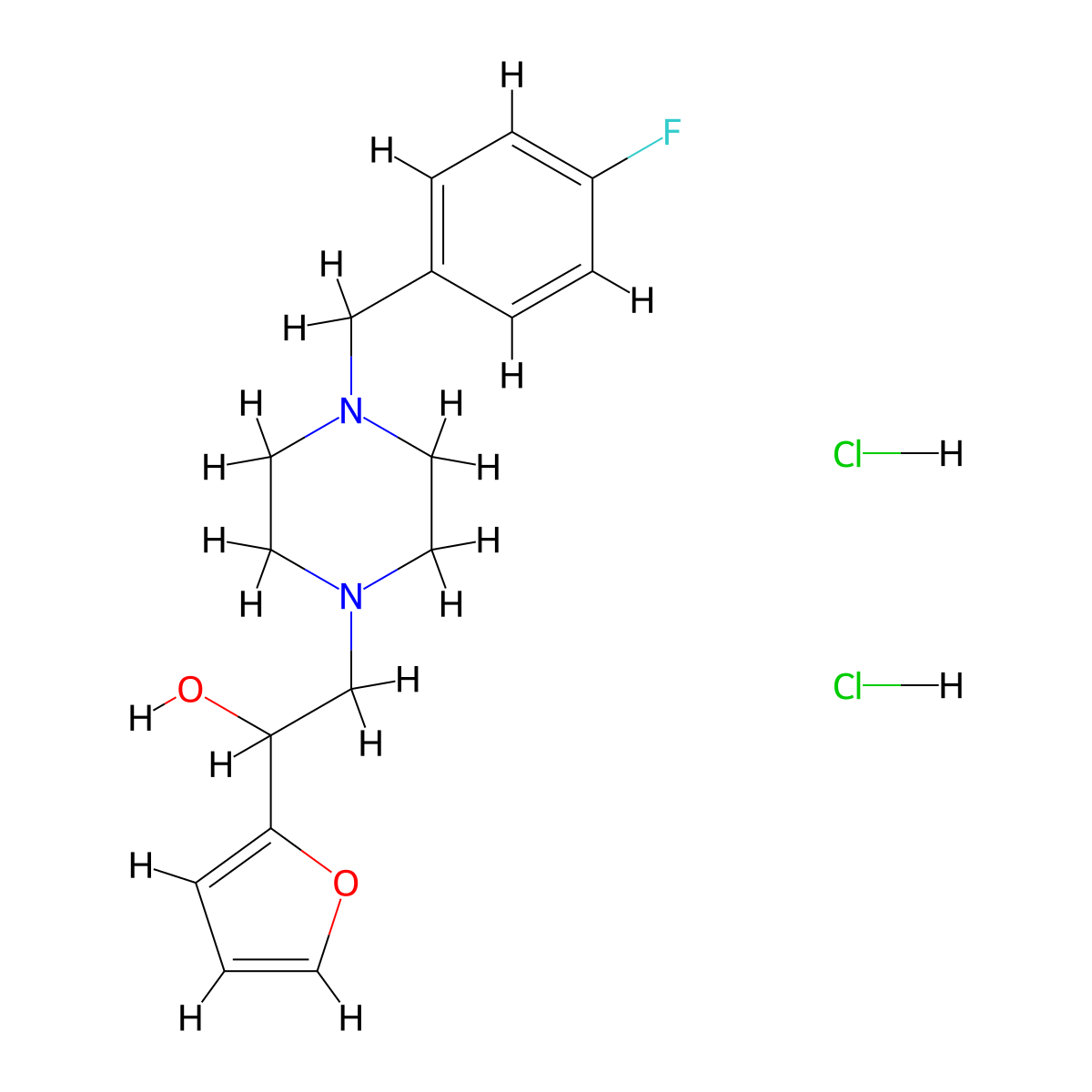 2-(4-(4-Fluorobenzyl)piperazin-1-yl)-1-(furan-2-yl)ethanol dihydrochloride molecular structure, CAS 1396875-55-0