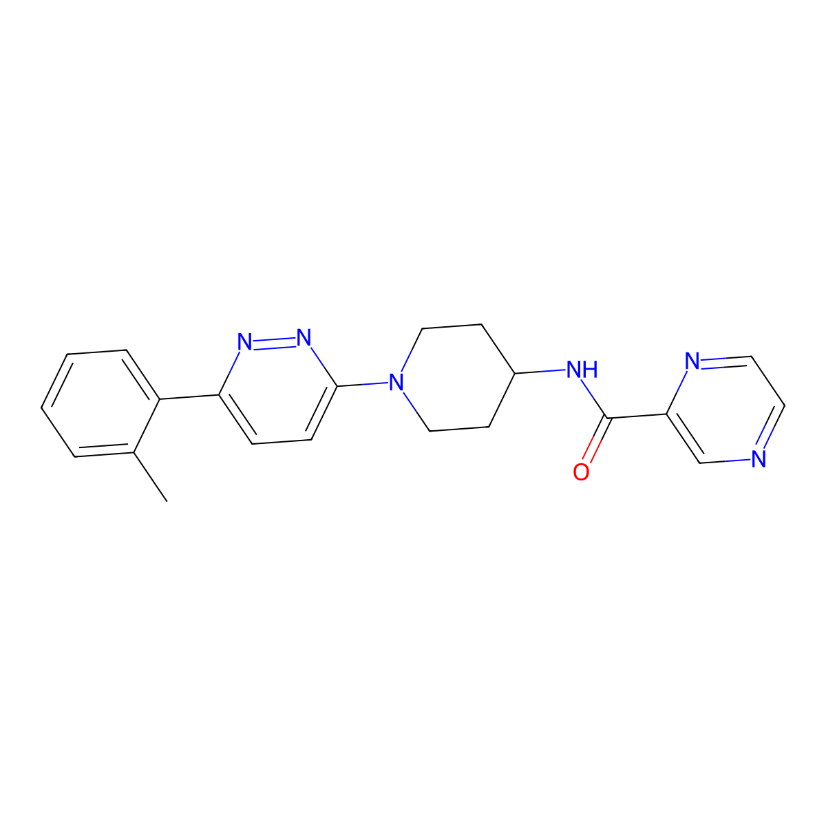 N-{1-[6-(2-methylphenyl)pyridazin-3-yl]piperidin-4-yl}pyrazine-2-carboxamide molecular structure, CAS 1396875-63-0