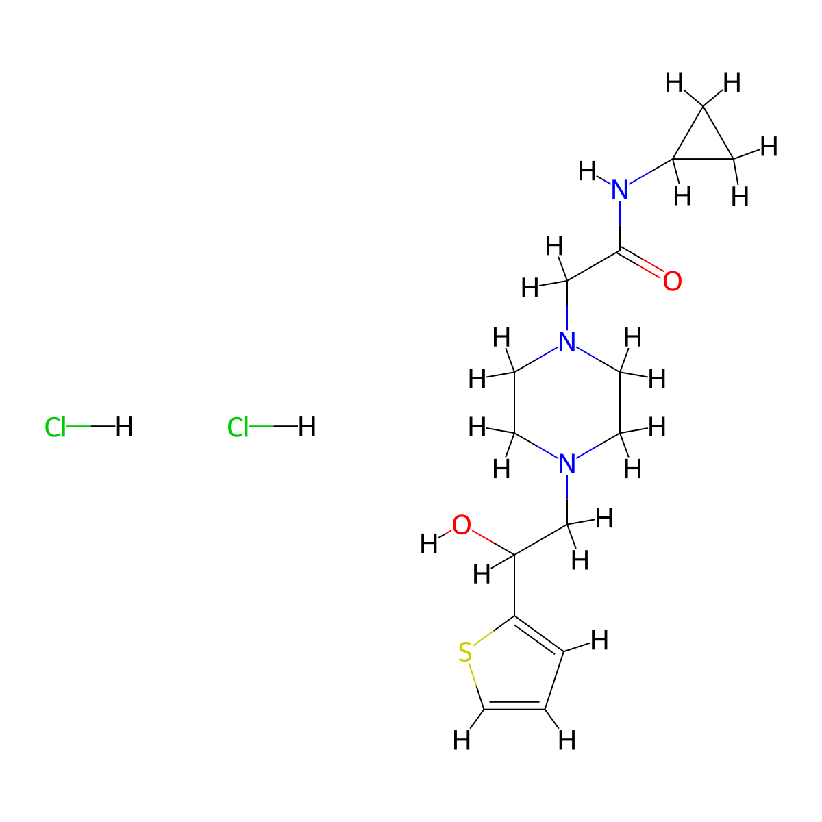 N-Cyclopropyl-2-{4-[2-hydroxy-2-(thiophen-2-YL)ethyl]piperazin-1-YL}acetamide dihydrochloride molecular structure, CAS 1396875-66-3