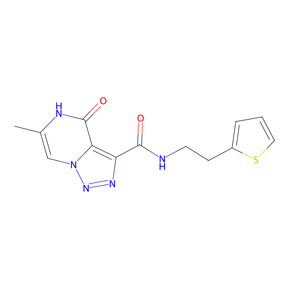 6-methyl-4-oxo-N-[2-(2-thienyl)ethyl]-4,5-dihydro[1,2,3]triazolo[1,5-a]pyrazine-3-carboxamide molecular structure, CAS 1396875-69-6