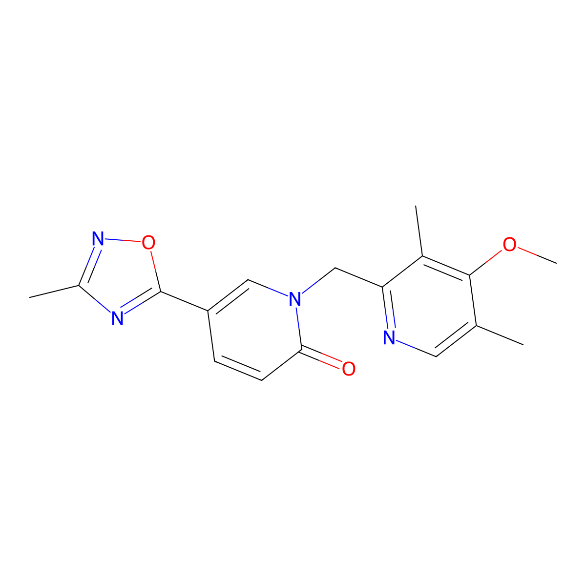 1-[(4-methoxy-3,5-dimethylpyridin-2-yl)methyl]-5-(3-methyl-1,2,4-oxadiazol-5-yl)pyridin-2(1H)-one molecular structure, CAS 1396875-80-1