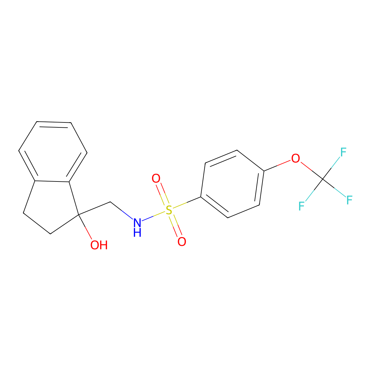 N-((1-hydroxy-2,3-dihydro-1H-inden-1-yl)methyl)-4-(trifluoromethoxy)benzenesulfonamide molecular structure, CAS 1396875-81-2