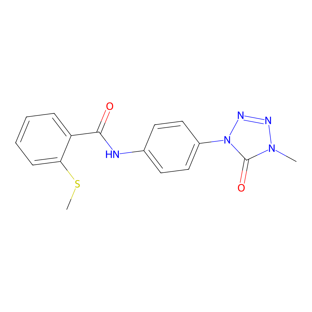 N-(4-(4-methyl-5-oxo-4,5-dihydro-1H-tetrazol-1-yl)phenyl)-2-(methylthio)benzamide molecular structure, CAS 1396875-84-5