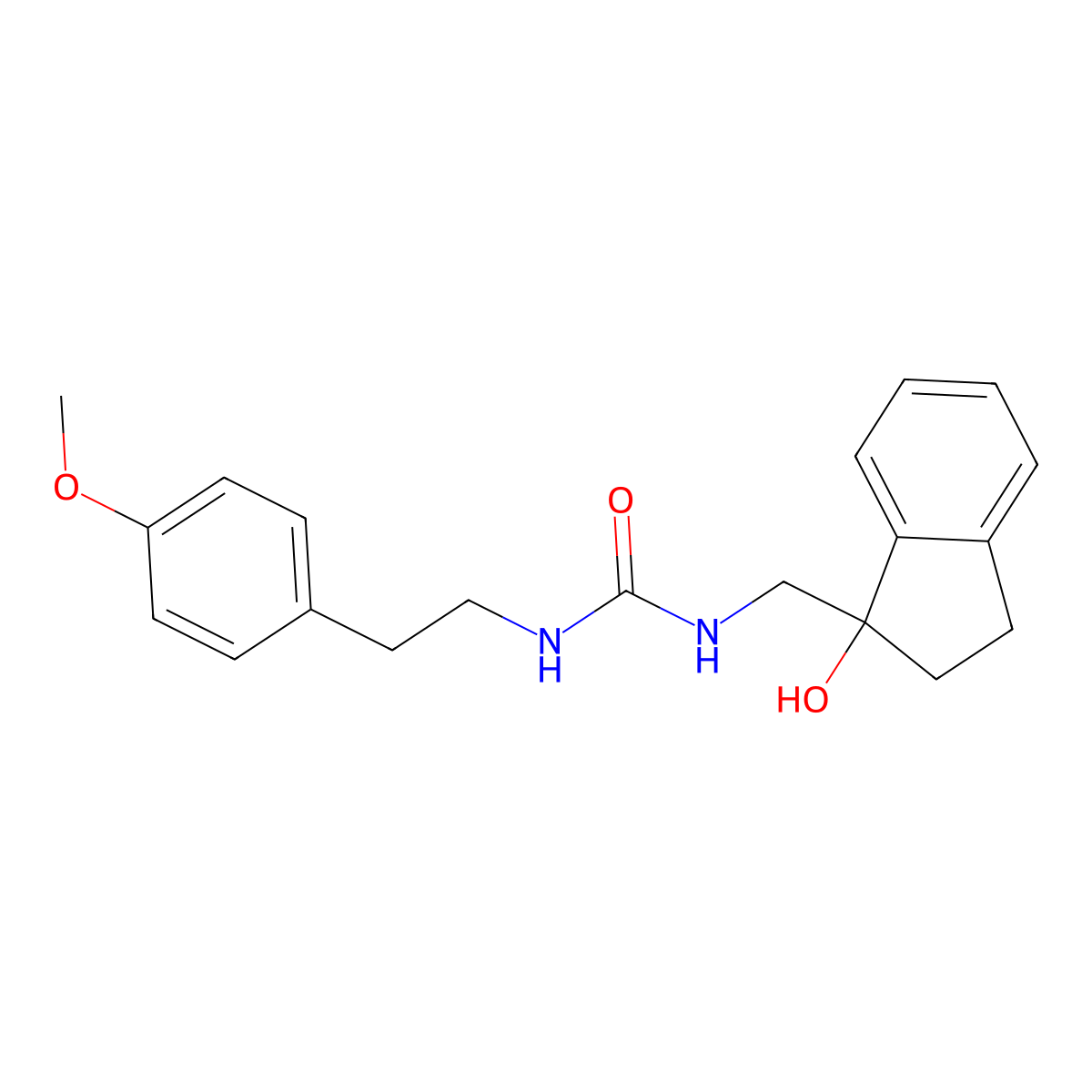 1-((1-hydroxy-2,3-dihydro-1H-inden-1-yl)methyl)-3-(4-methoxyphenethyl)urea molecular structure, CAS 1396875-87-8