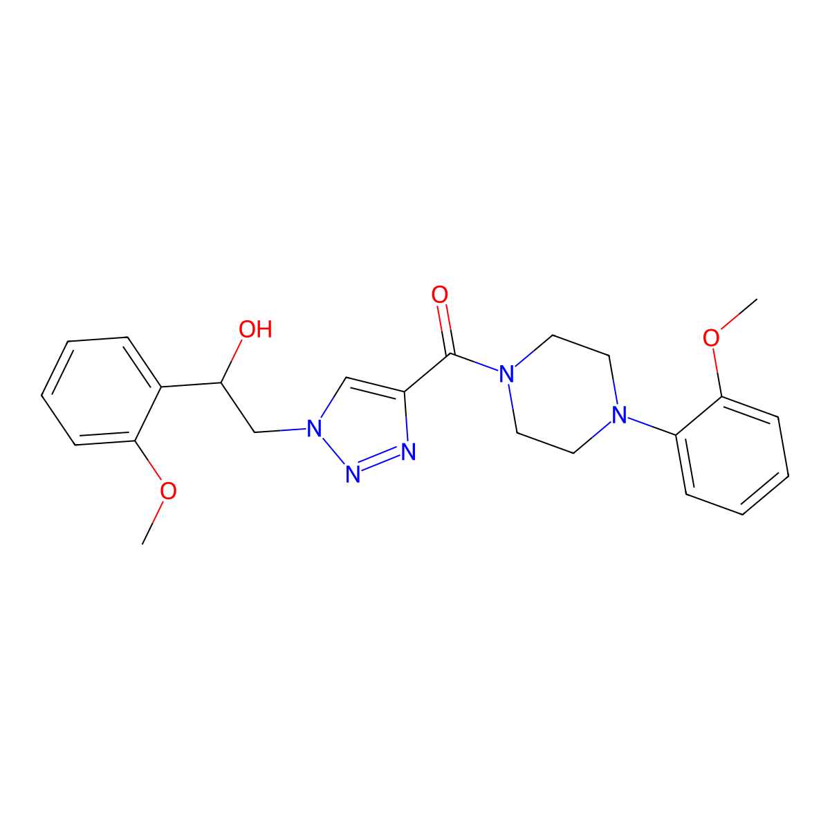 1-(2-methoxyphenyl)-2-(4-{[4-(2-methoxyphenyl)piperazin-1-yl]carbonyl}-1H-1,2,3-triazol-1-yl)ethanol molecular structure, CAS 1396875-88-9