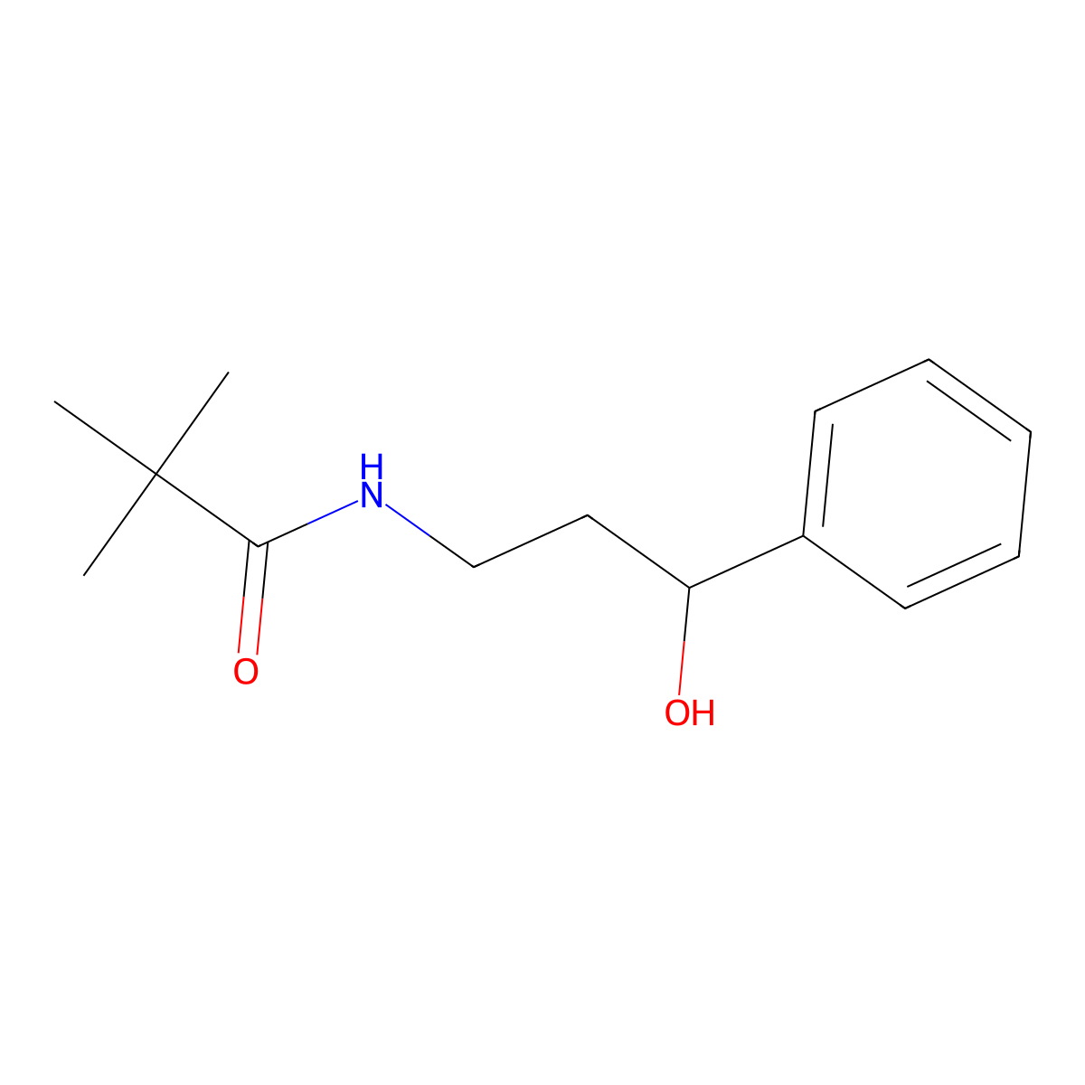 N-(3-hydroxy-3-phenylpropyl)pivalamide molecular structure, CAS 1396875-97-0