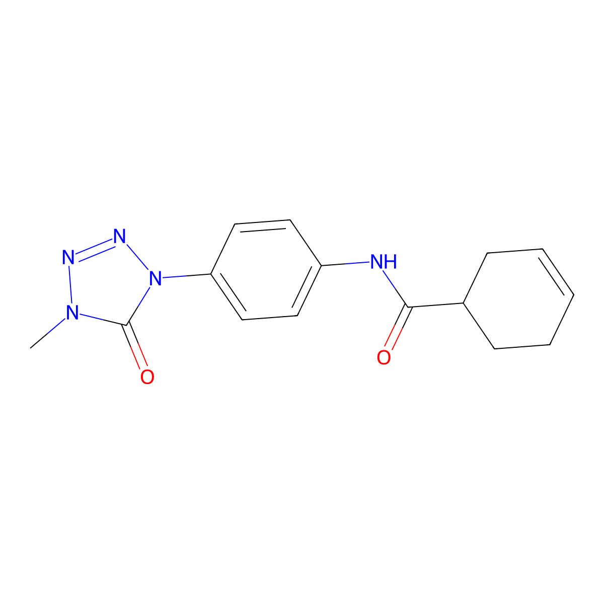 N-(4-(4-methyl-5-oxo-4,5-dihydro-1H-tetrazol-1-yl)phenyl)cyclohex-3-enecarboxamide molecular structure, CAS 1396875-98-1
