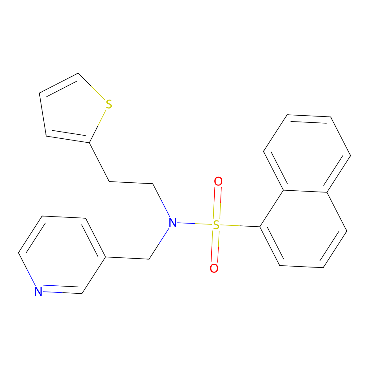 N-(pyridin-3-ylmethyl)-N-(2-(thiophen-2-yl)ethyl)naphthalene-1-sulfonamide molecular structure, CAS 1396876-01-9