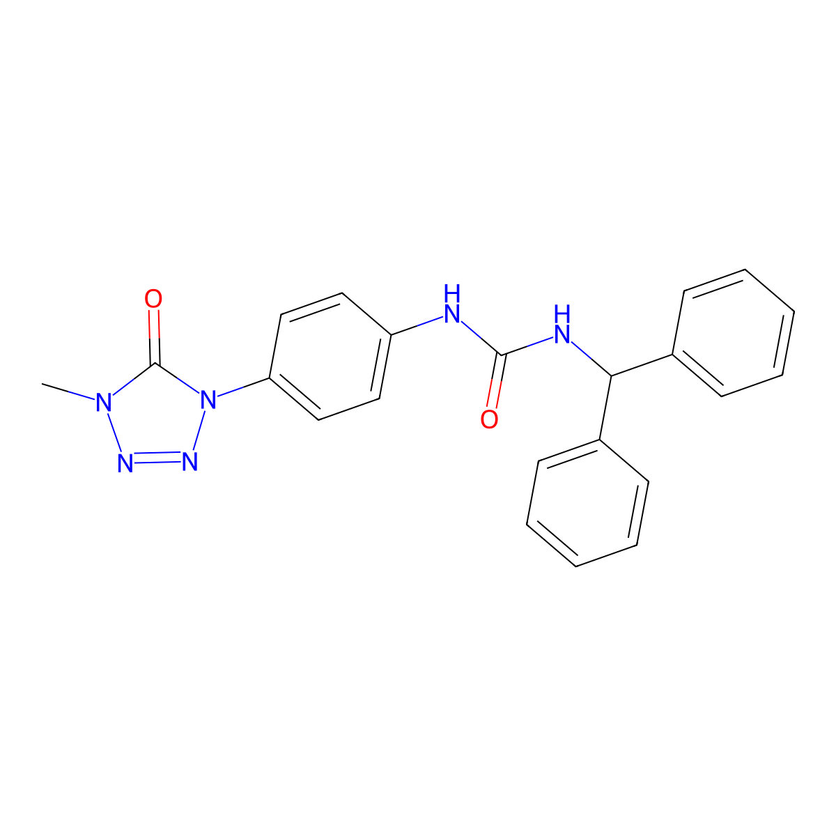 1-benzhydryl-3-(4-(4-methyl-5-oxo-4,5-dihydro-1H-tetrazol-1-yl)phenyl)urea molecular structure, CAS 1396876-05-3